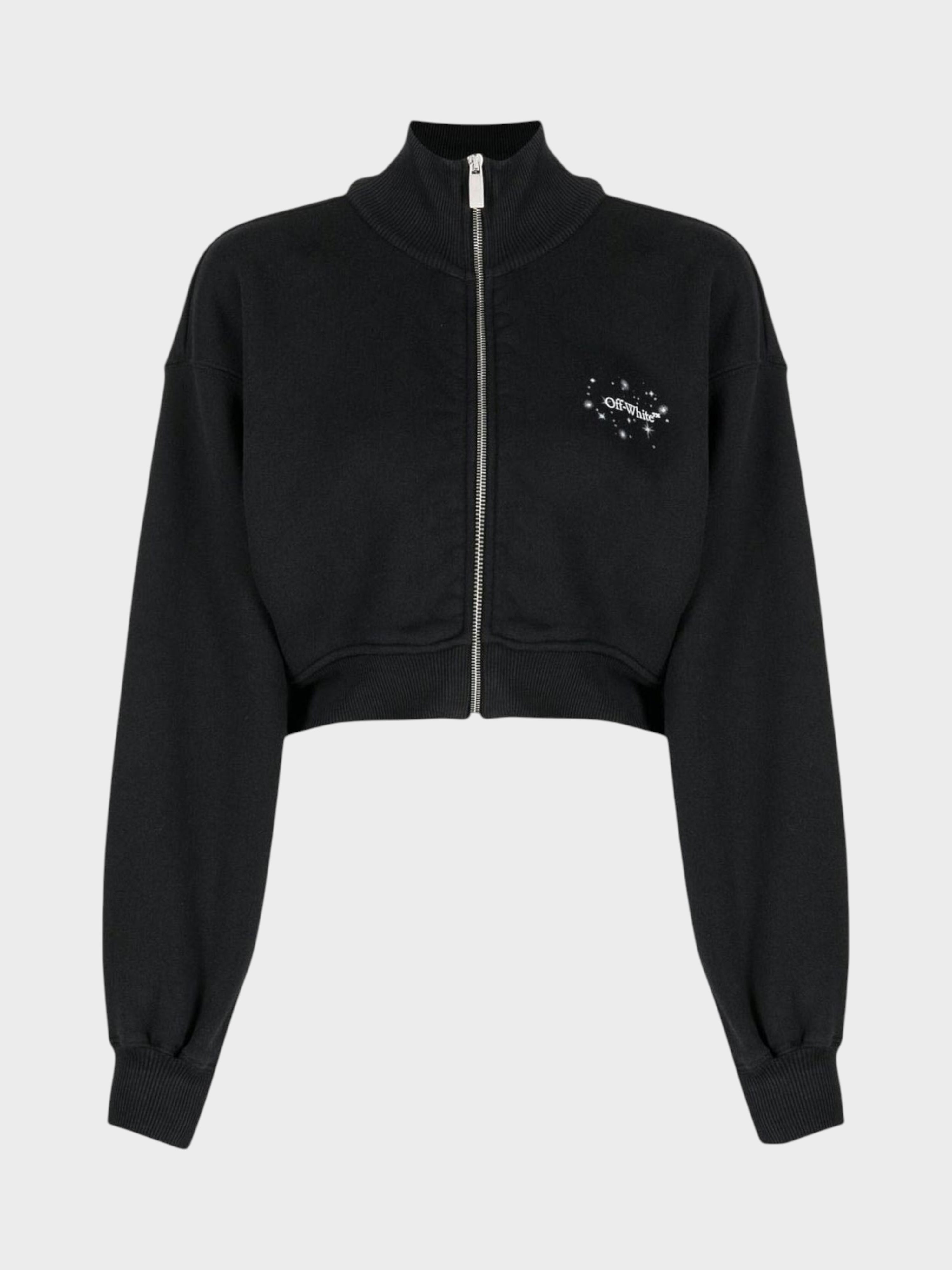 Off-White Bling Stars Arrow Cropped Zip Up Black