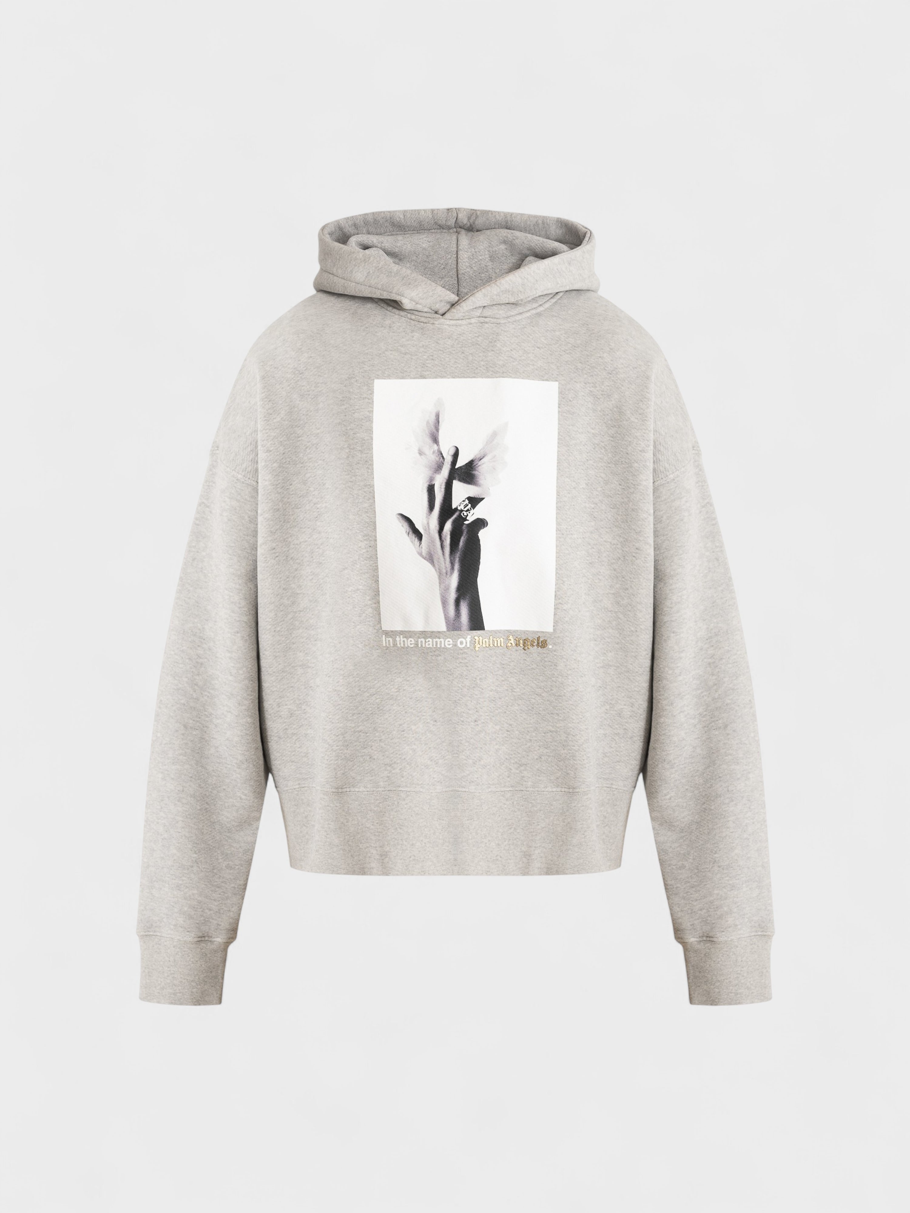 Palm Angels Wings Hoodie Melange Grey