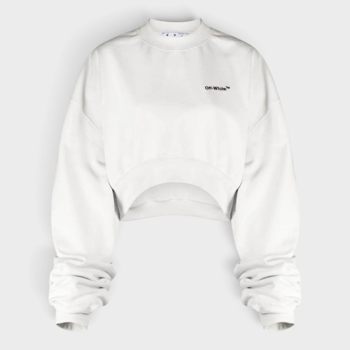 Logo Cropped Over Crewneck White Black