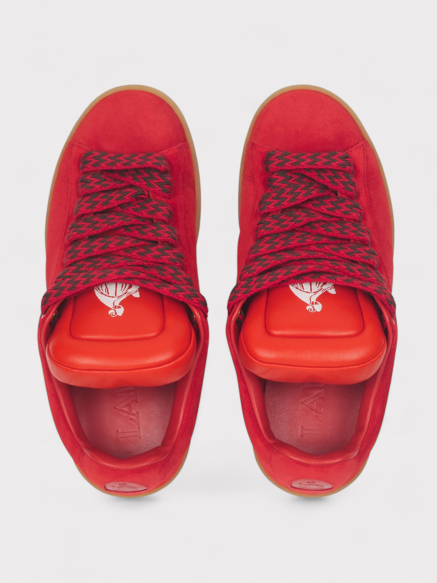Lanvin X Future Hyper Curb Sneakers Leather Suede Red