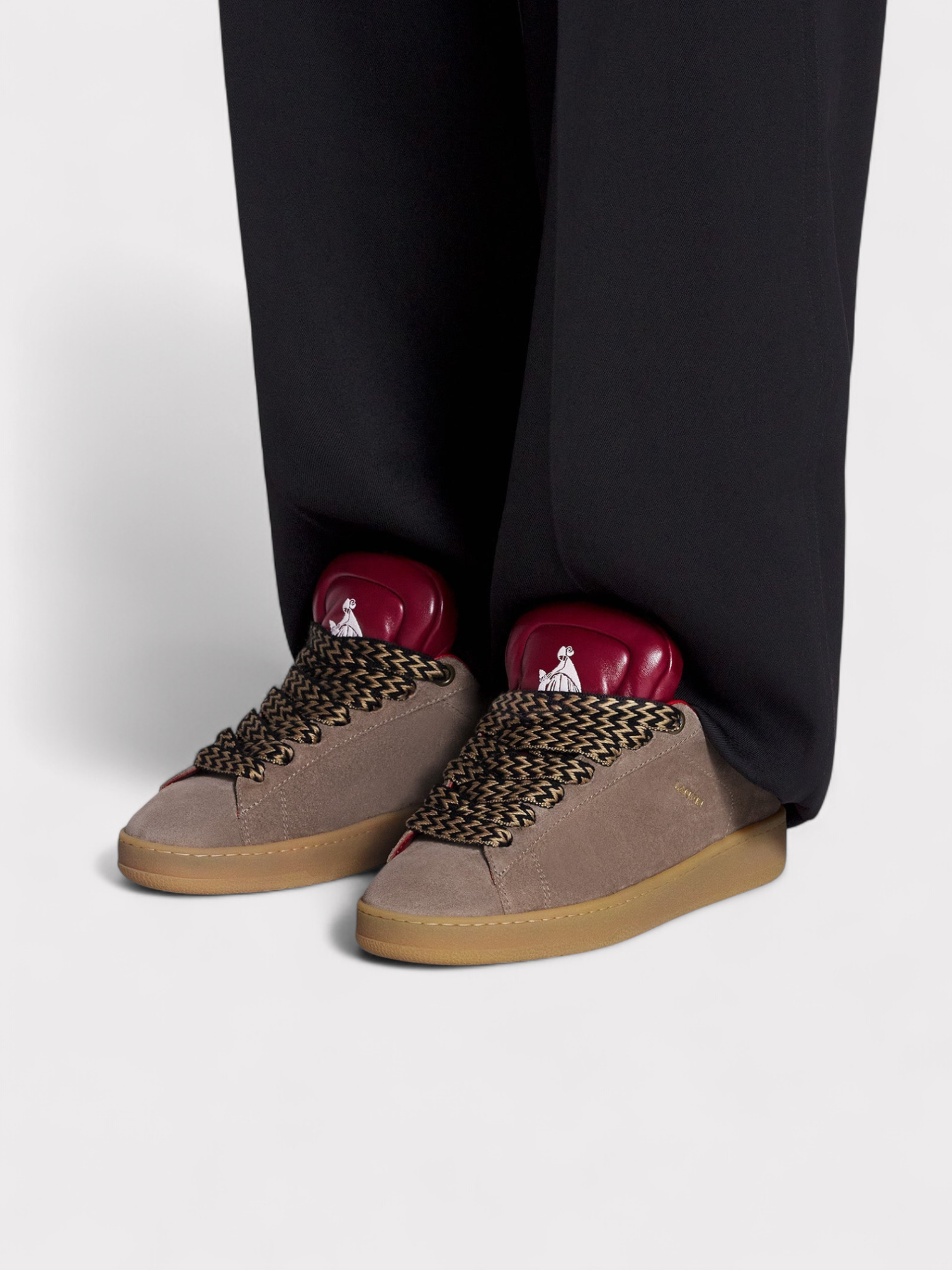 Lanvin X Future Hyper Curb Sneakers Leather Suede Brown