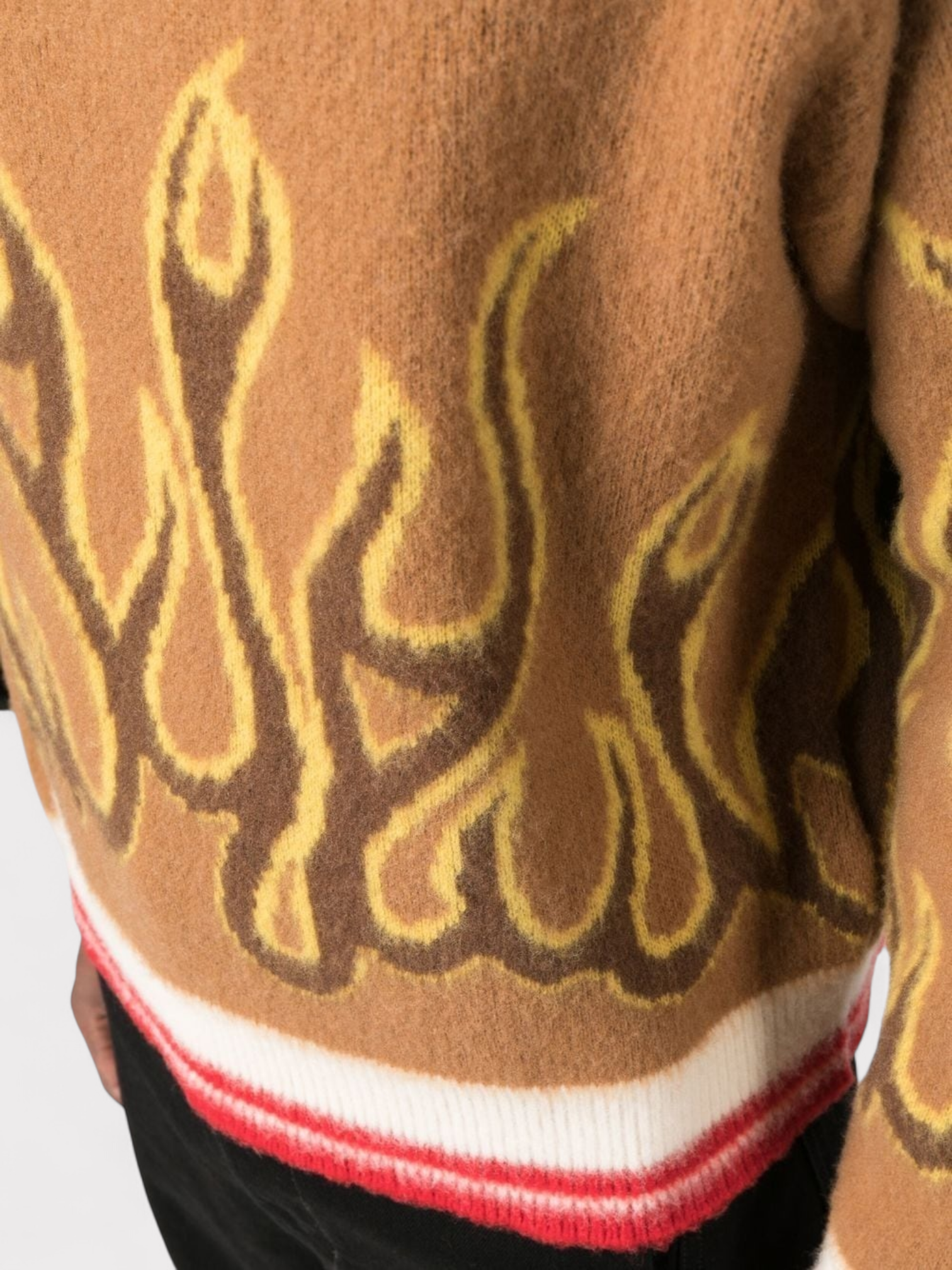 Palm Angels Burning Flame Drop Shoulder Sweater Brown