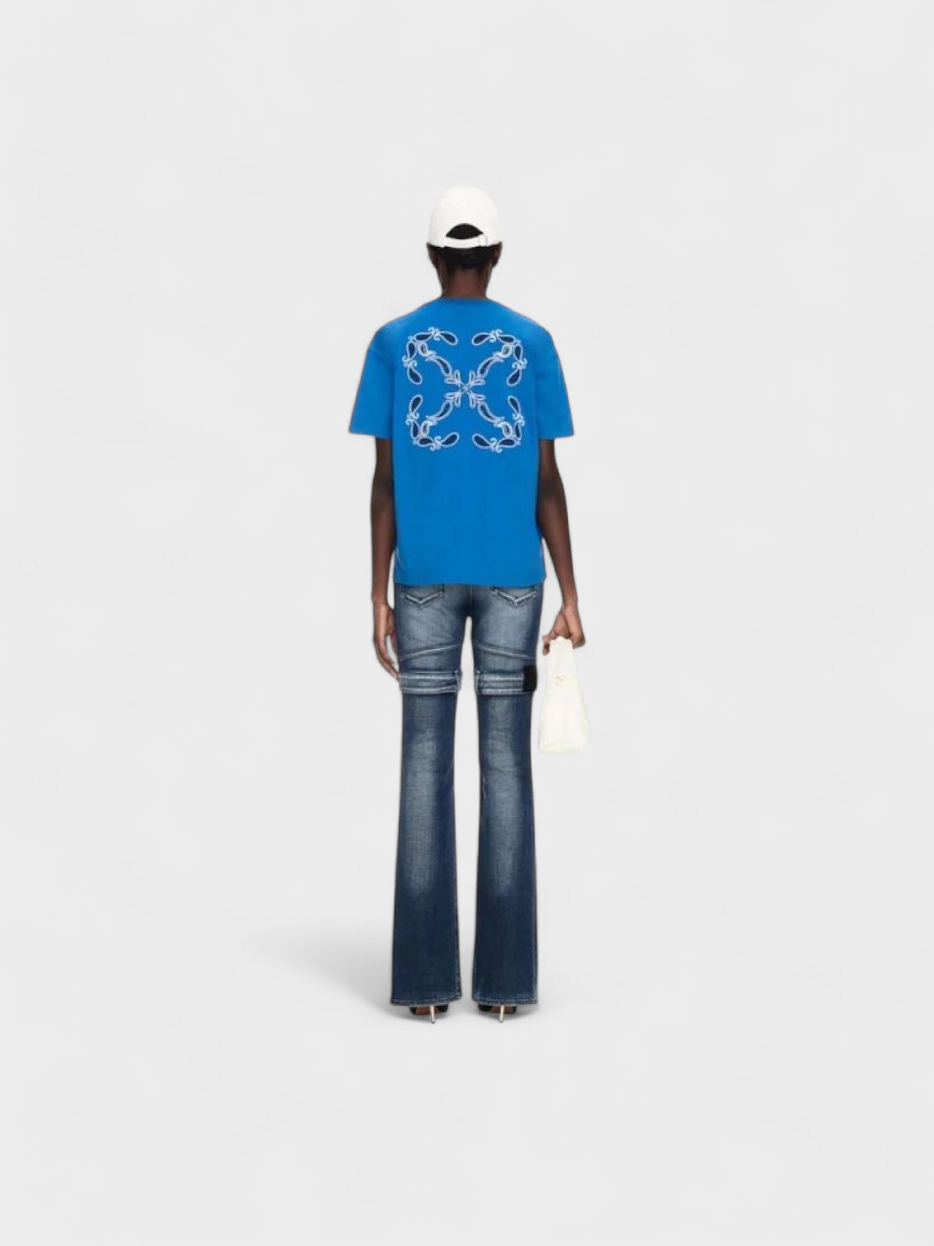 Off-White Embroidered Bandana Arrow Nautical Blue Shirt S