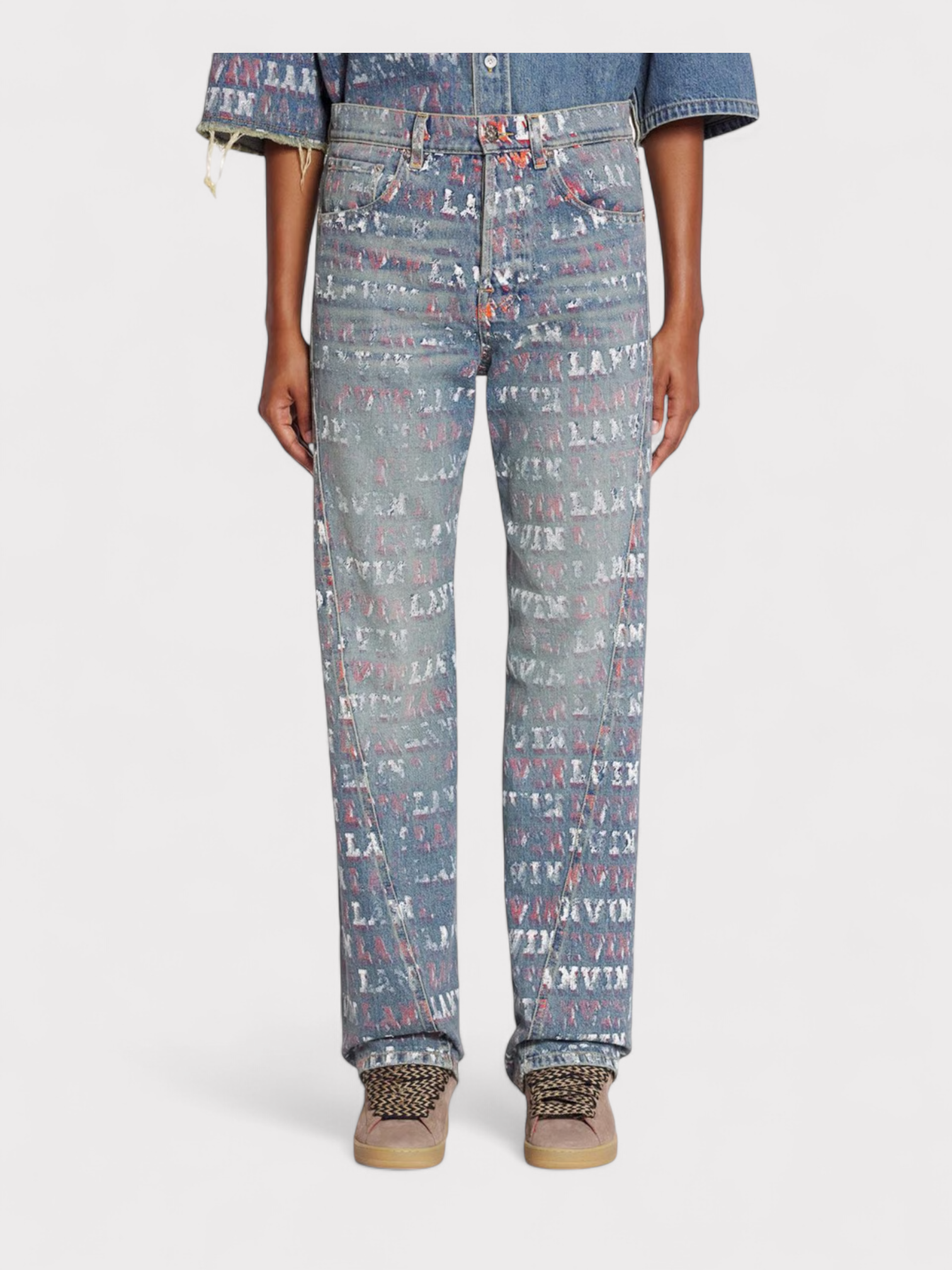 Lanvin X Future Straight Fit Printed Pants For Men Blue
