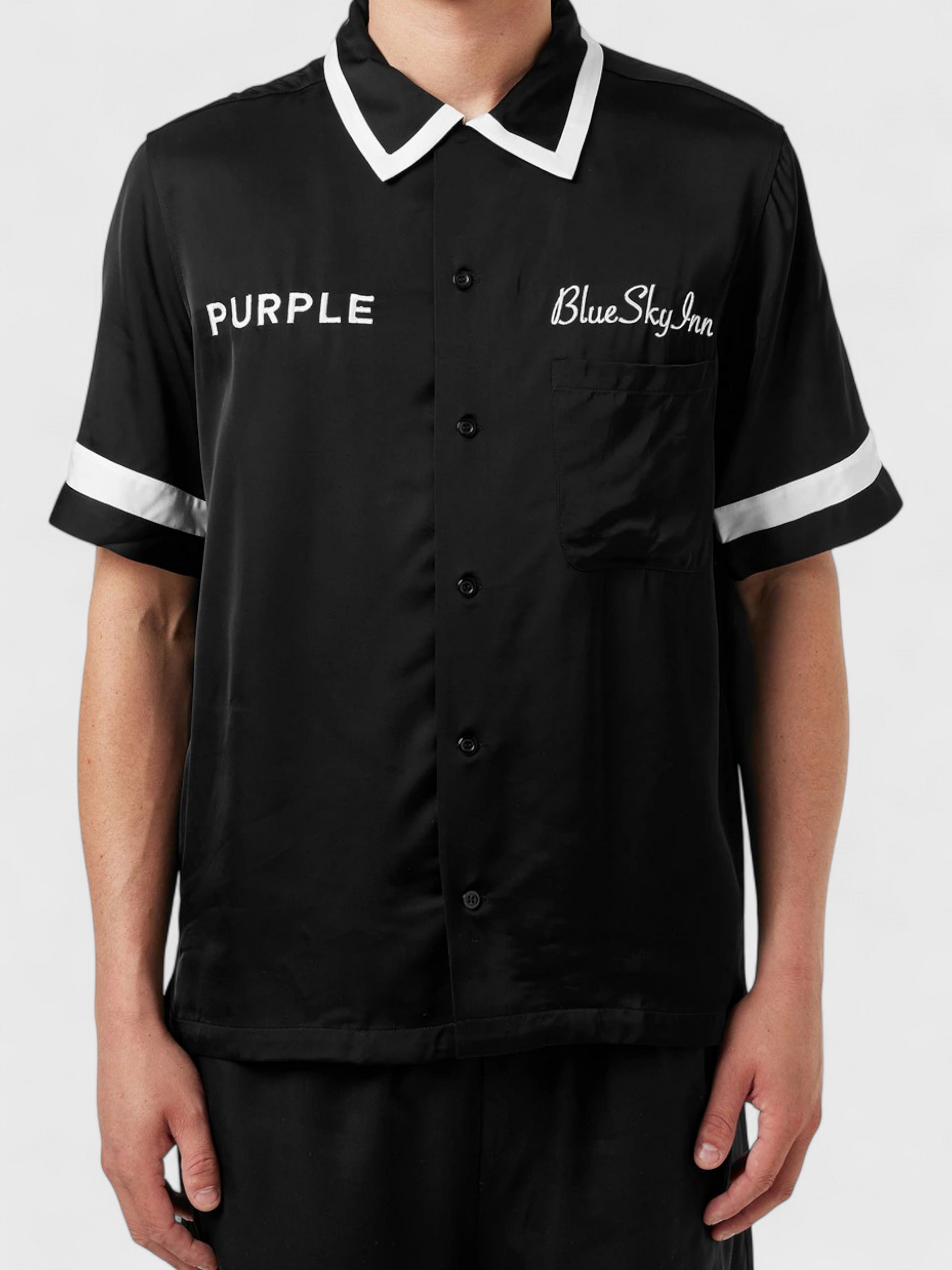 Purple Brand Waiter Embroidered Shirt Black