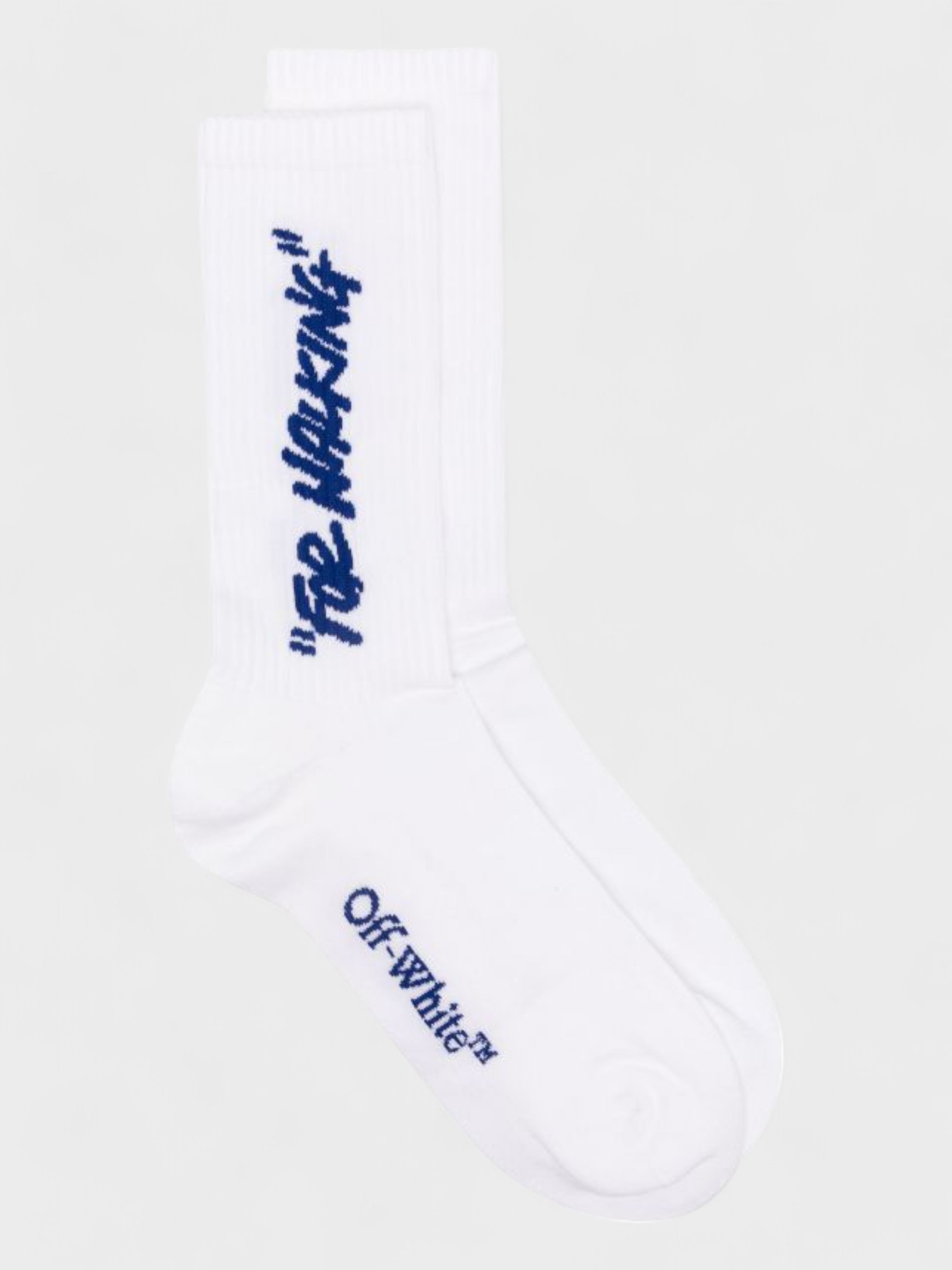 Off-White Quote Calf For Walking Socks Blue White