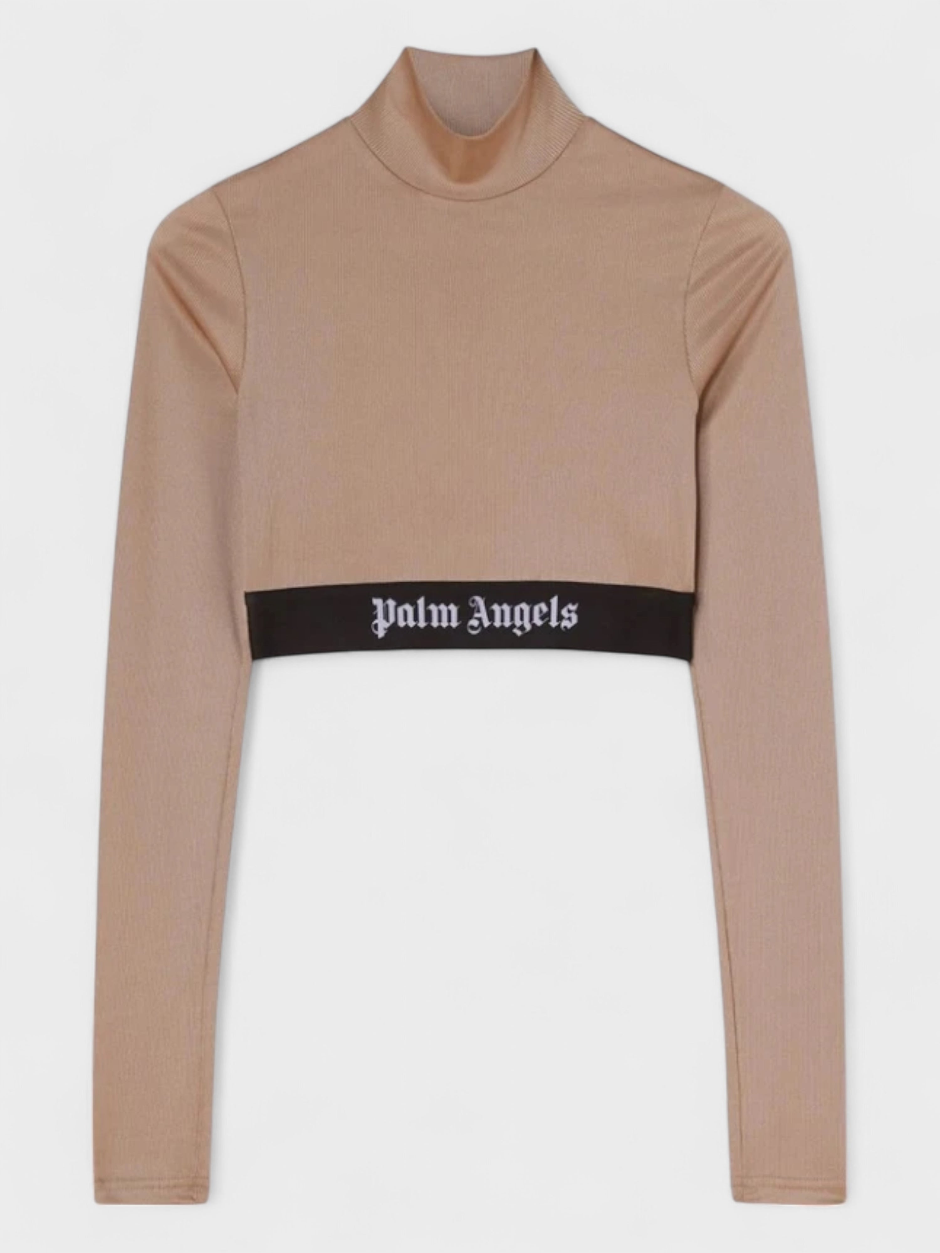 Palm Angels Logo Tape Skin Tee Camel Brown Wmns