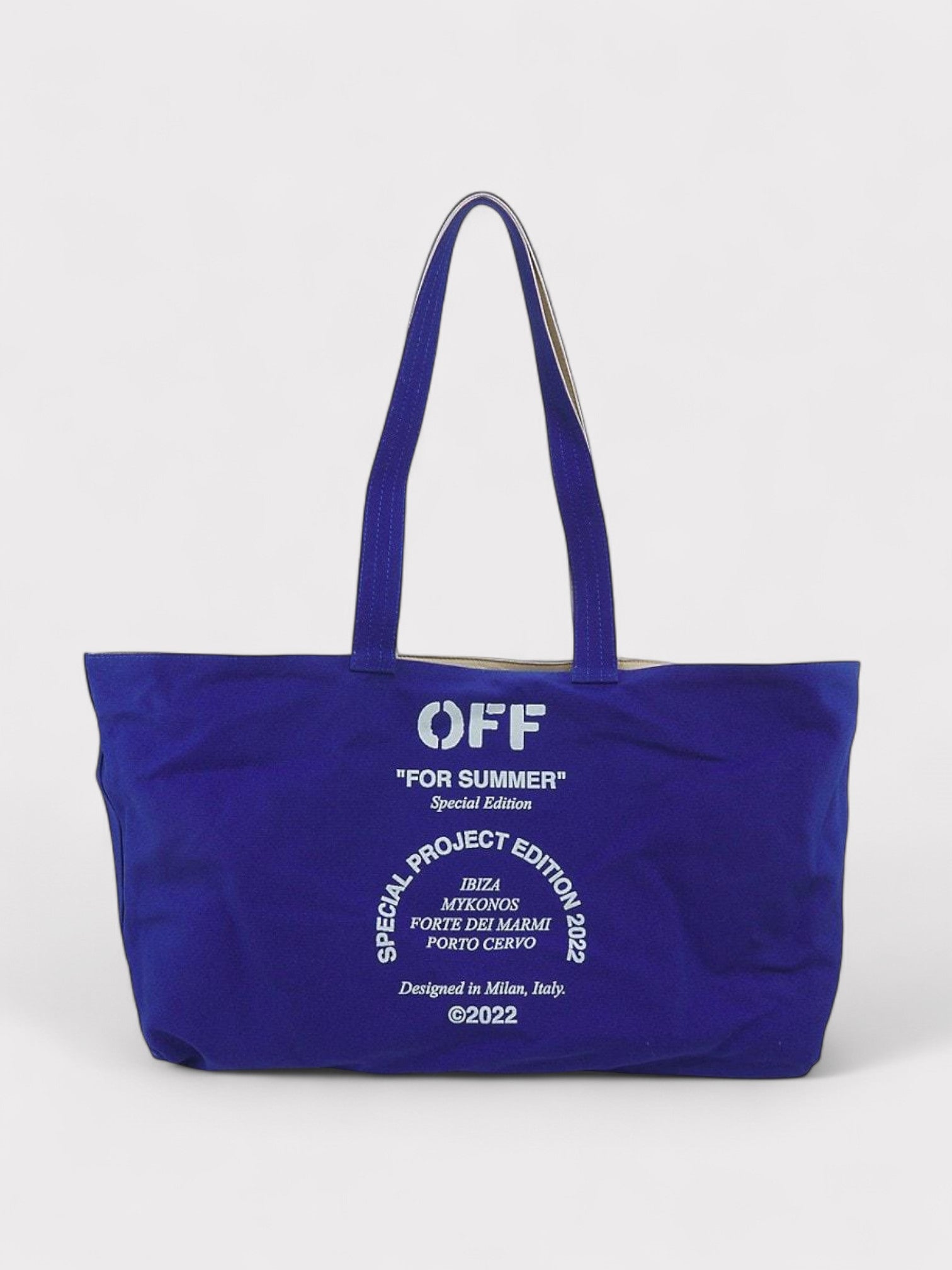 Off-White Reversible Tote Bag Beige Blue
