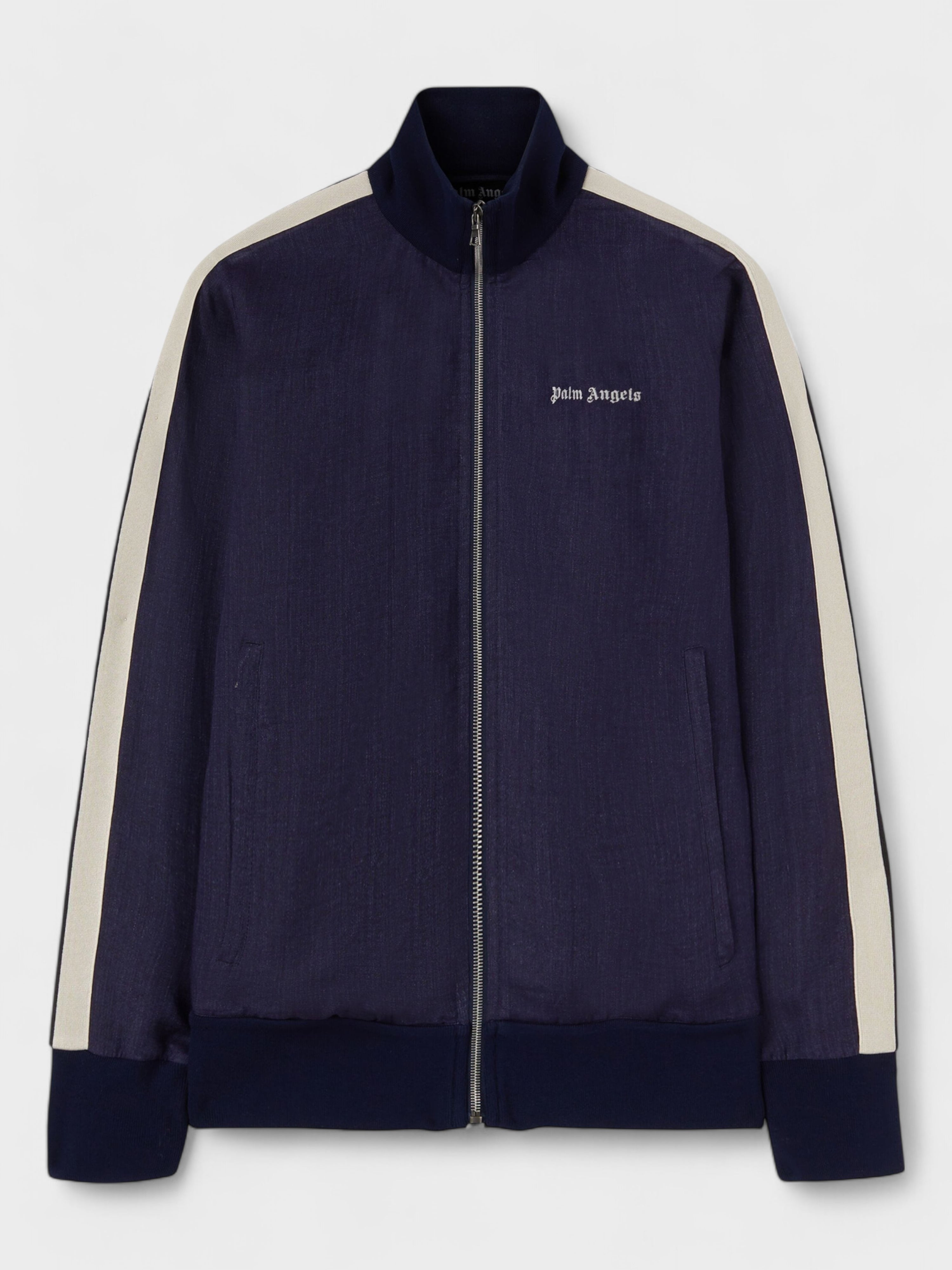 Palm Angels Linen Track Jacket Navy Blue