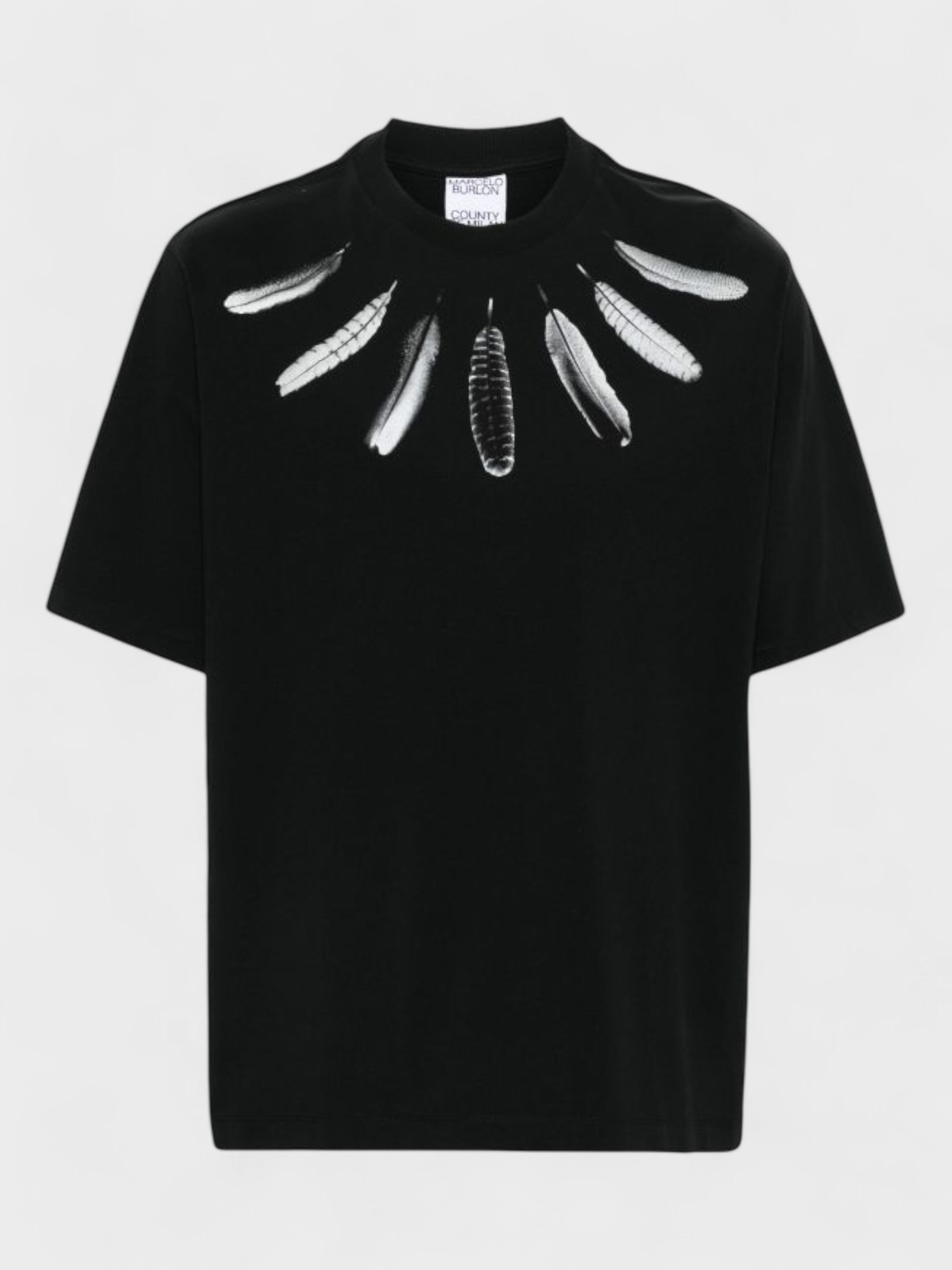 Marcelo Burlon Collar Feathers T Shirt Black