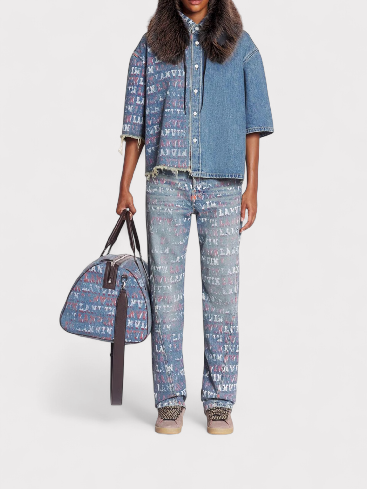 Lanvin X Future Straight Fit Printed Pants For Men Blue