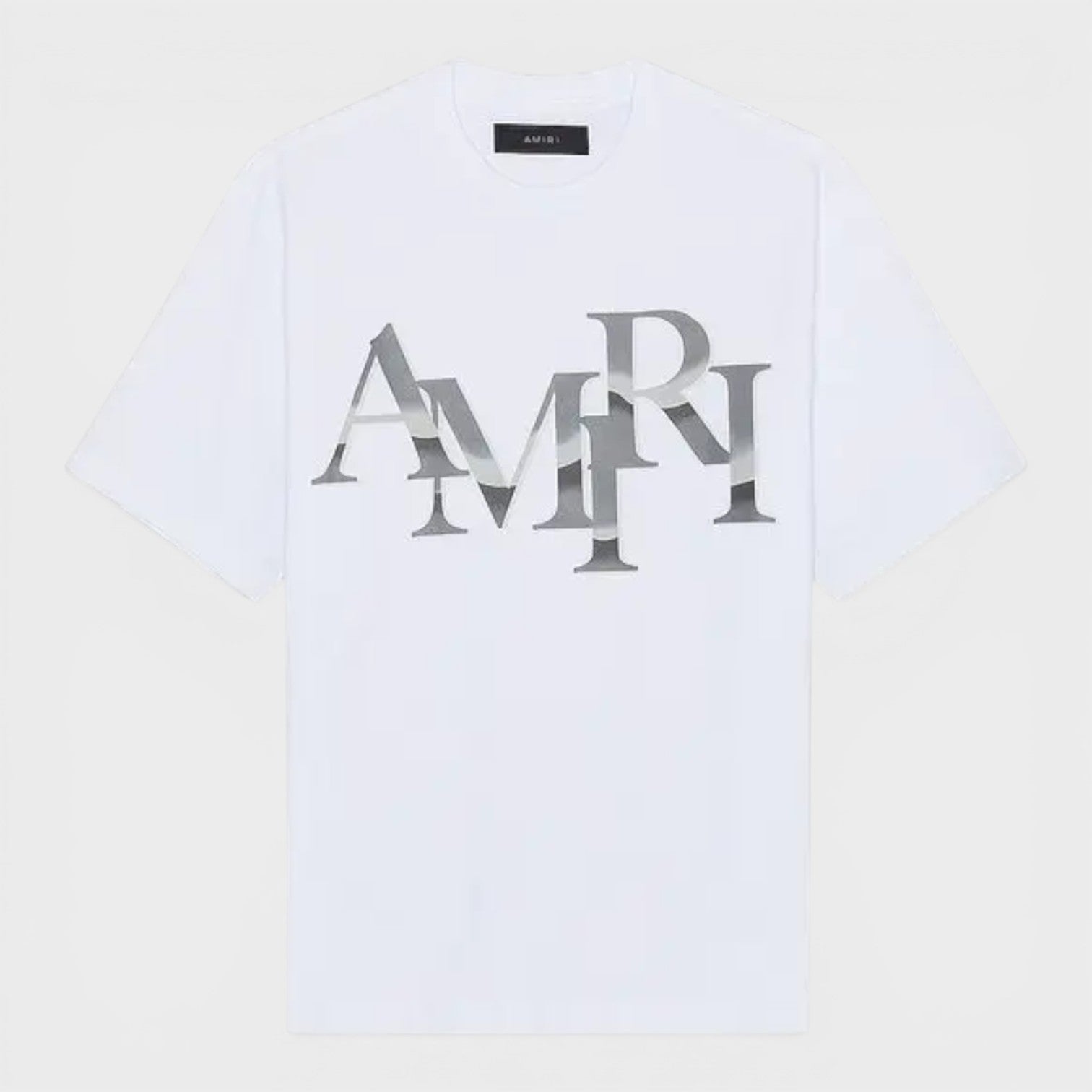 Staggered Chrome Tee White