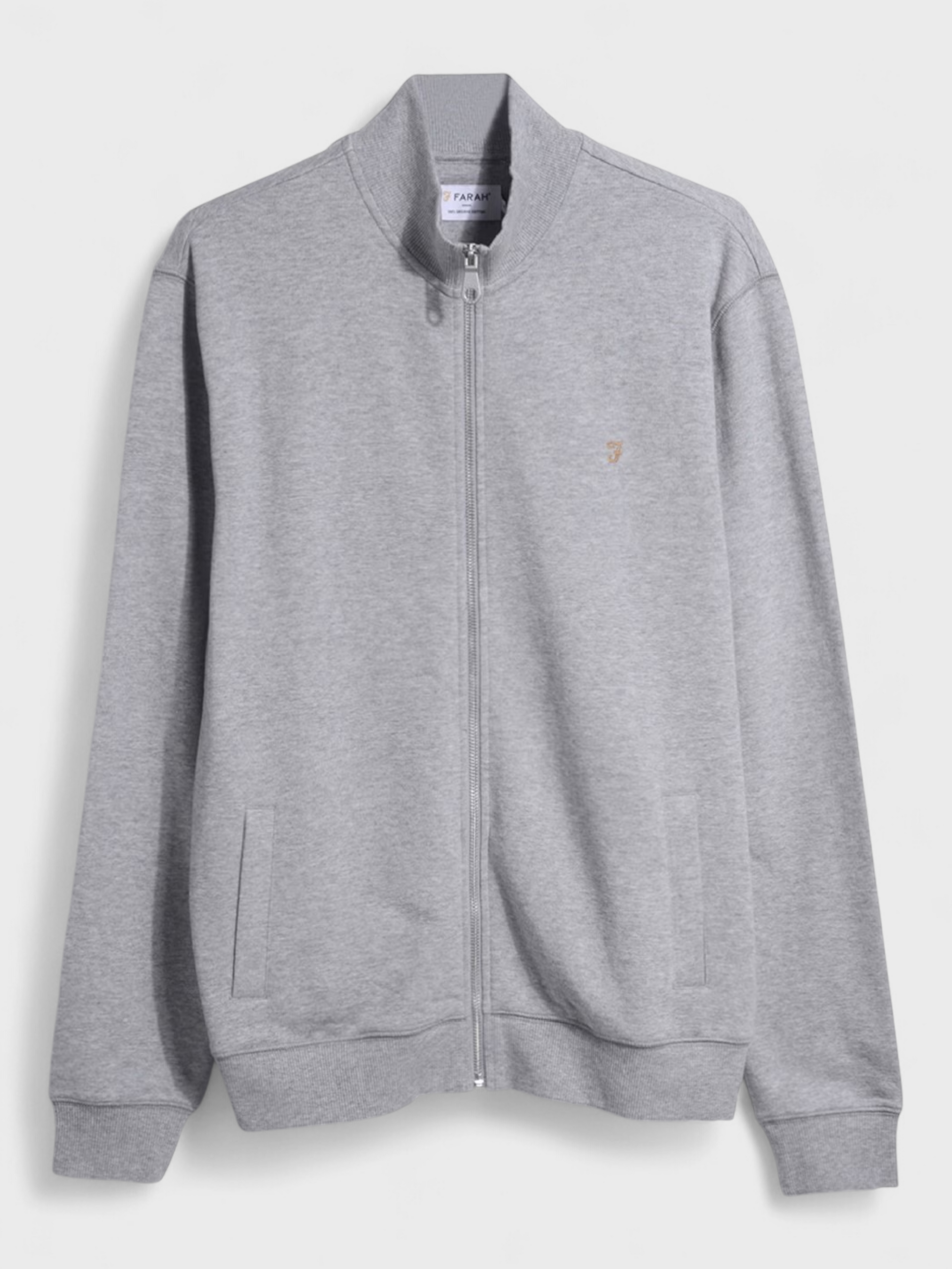 Farah Vance Full Zip Sweater Light Marl Grey
