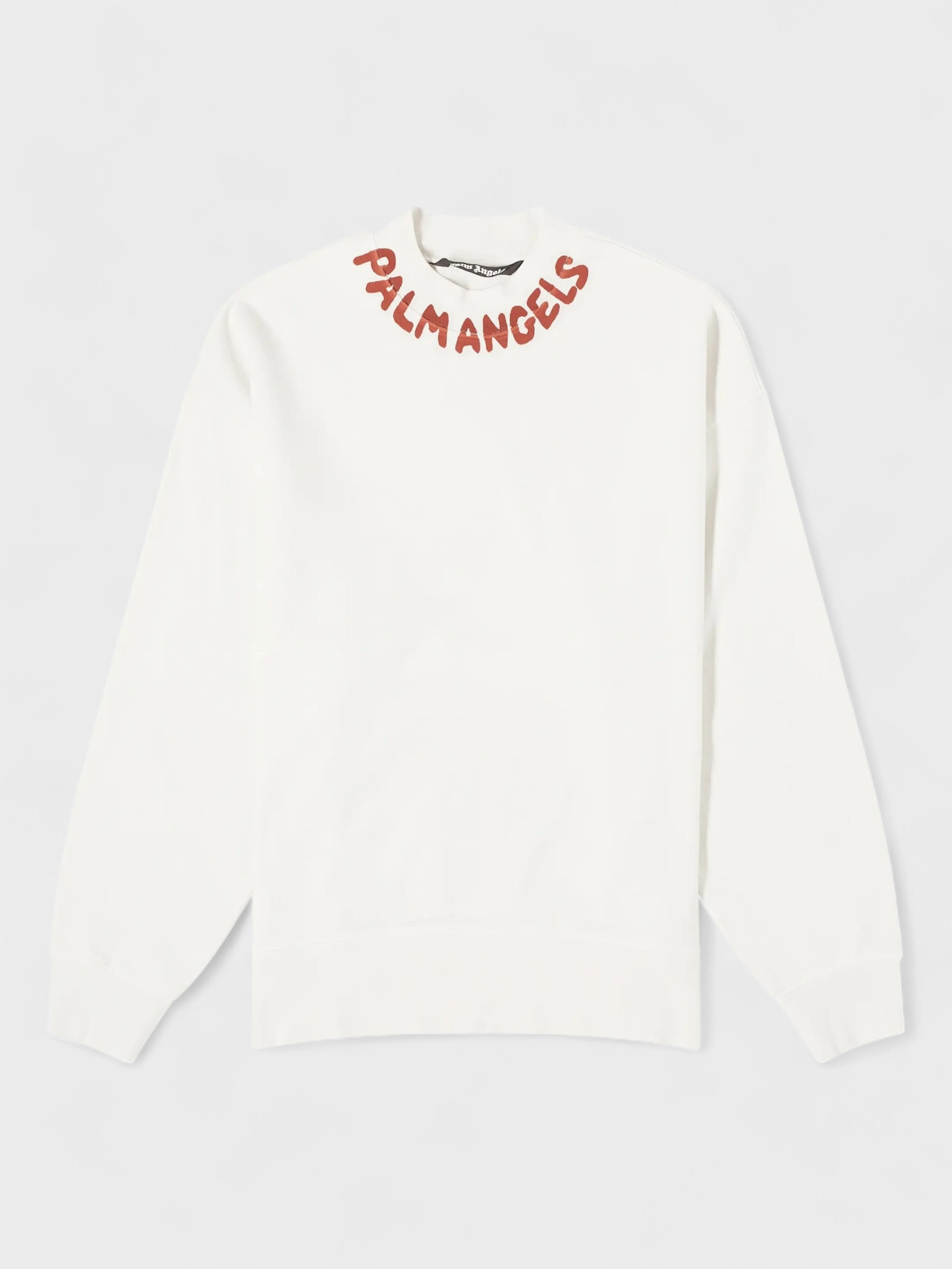 Palm Angels Seasonal Logo Crewneck White Red S