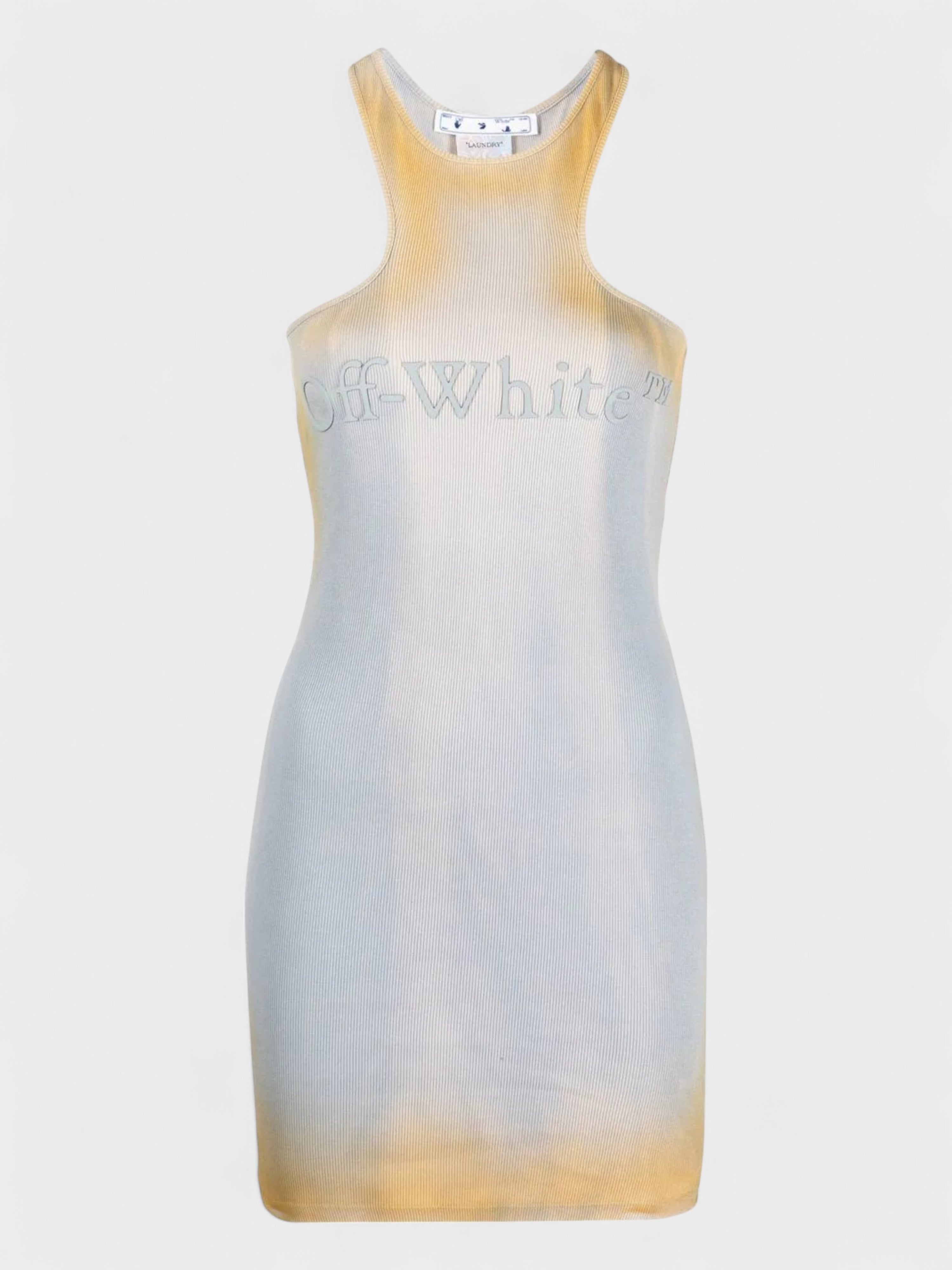 Off-White Rib Rowing Mini Dress Distressed Beige S