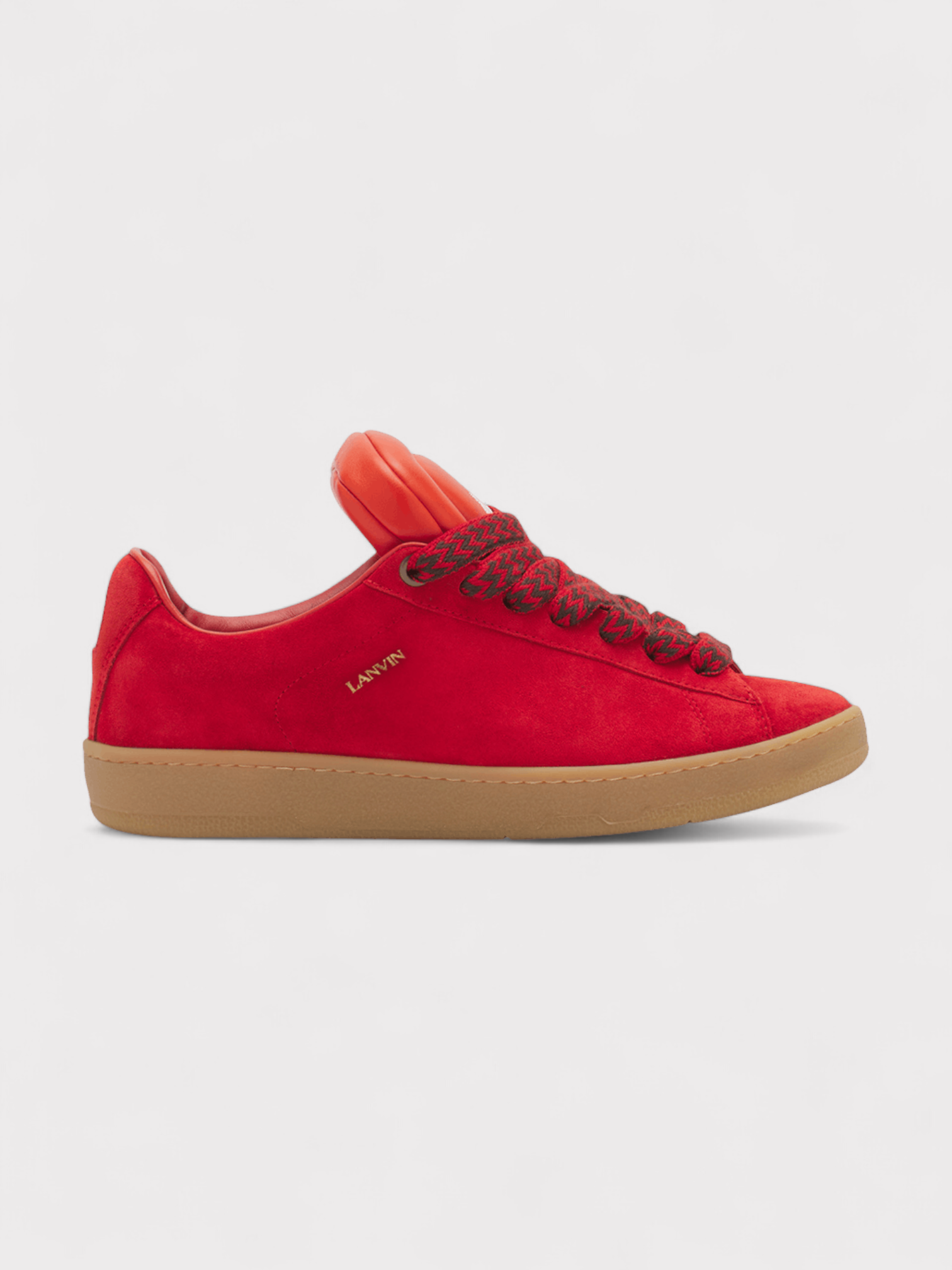 Lanvin X Future Hyper Curb Sneakers Leather Suede Red Wmns