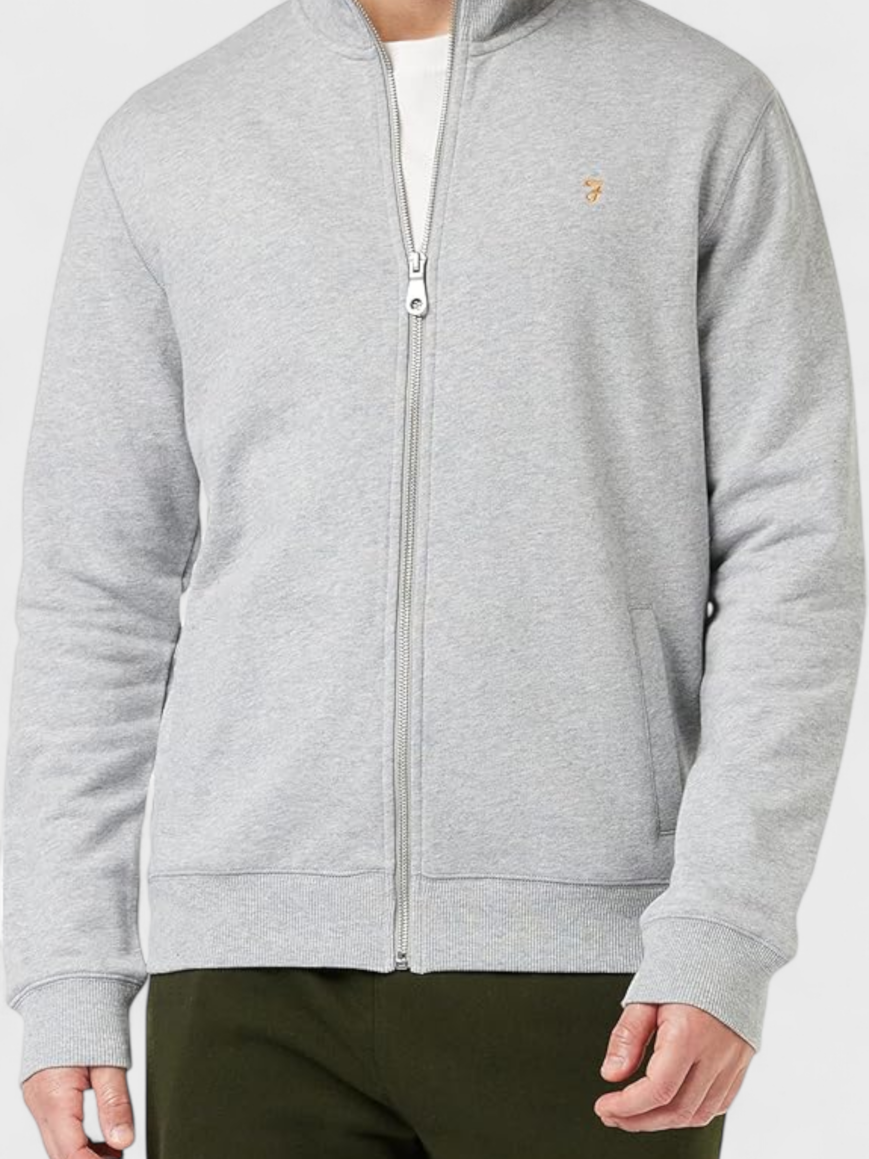 Farah Vance Full Zip Sweater Light Marl Grey