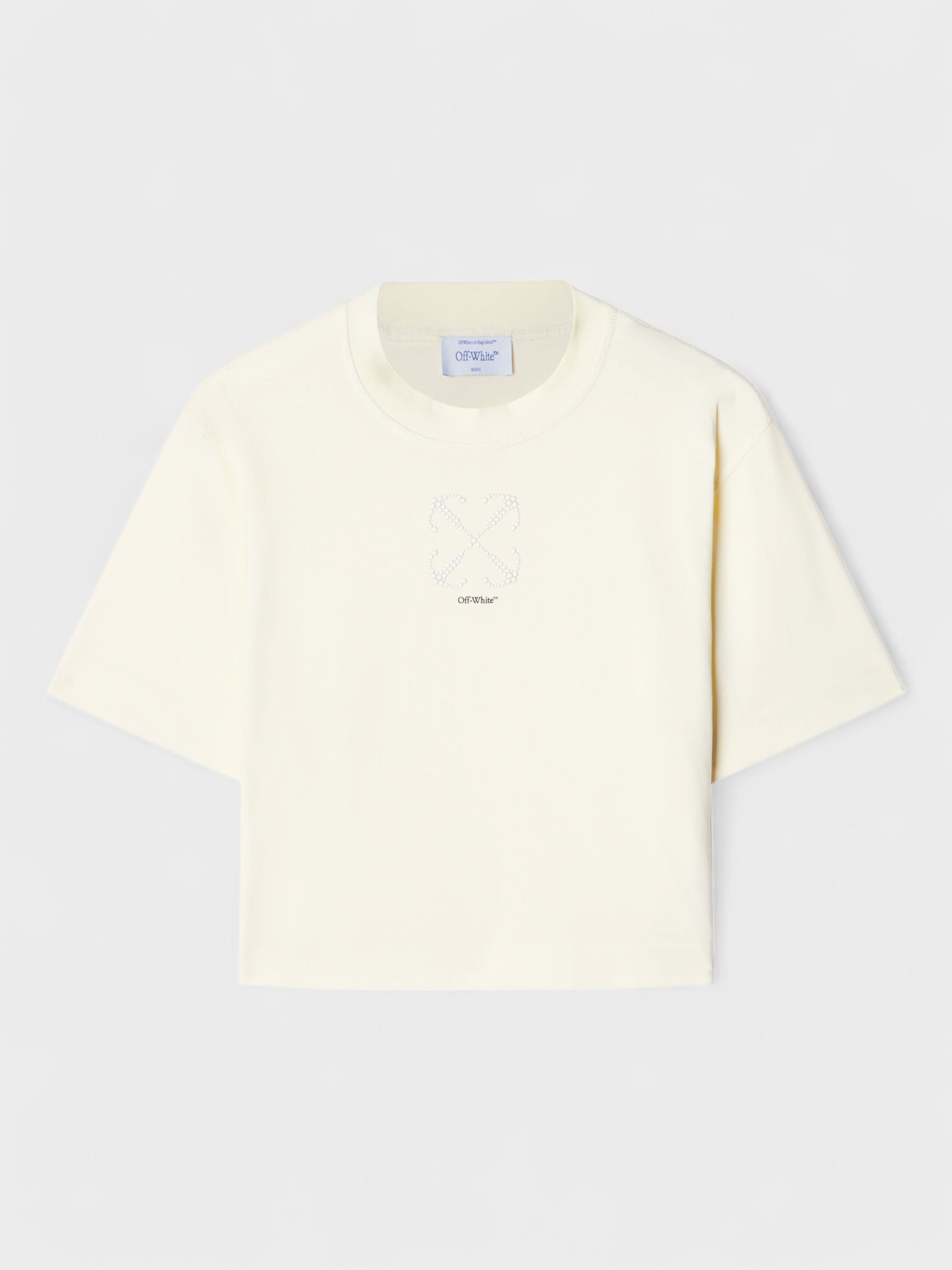 Off-White Small Arrow Pearls Crop Tee Beige M