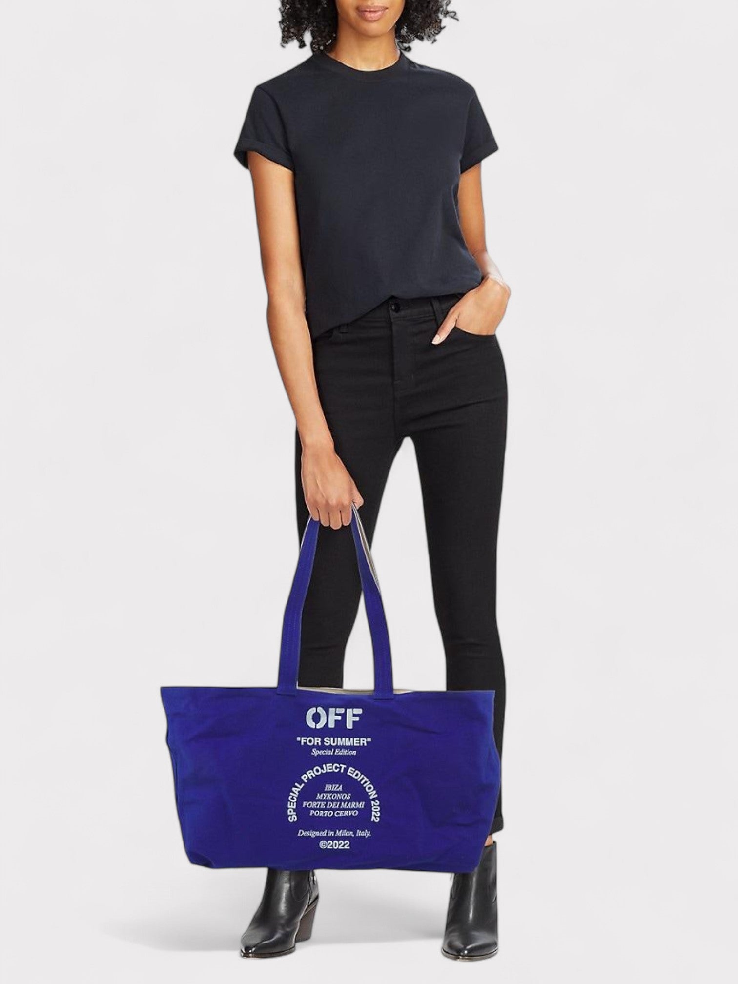 Off-White Reversible Tote Bag Beige Blue