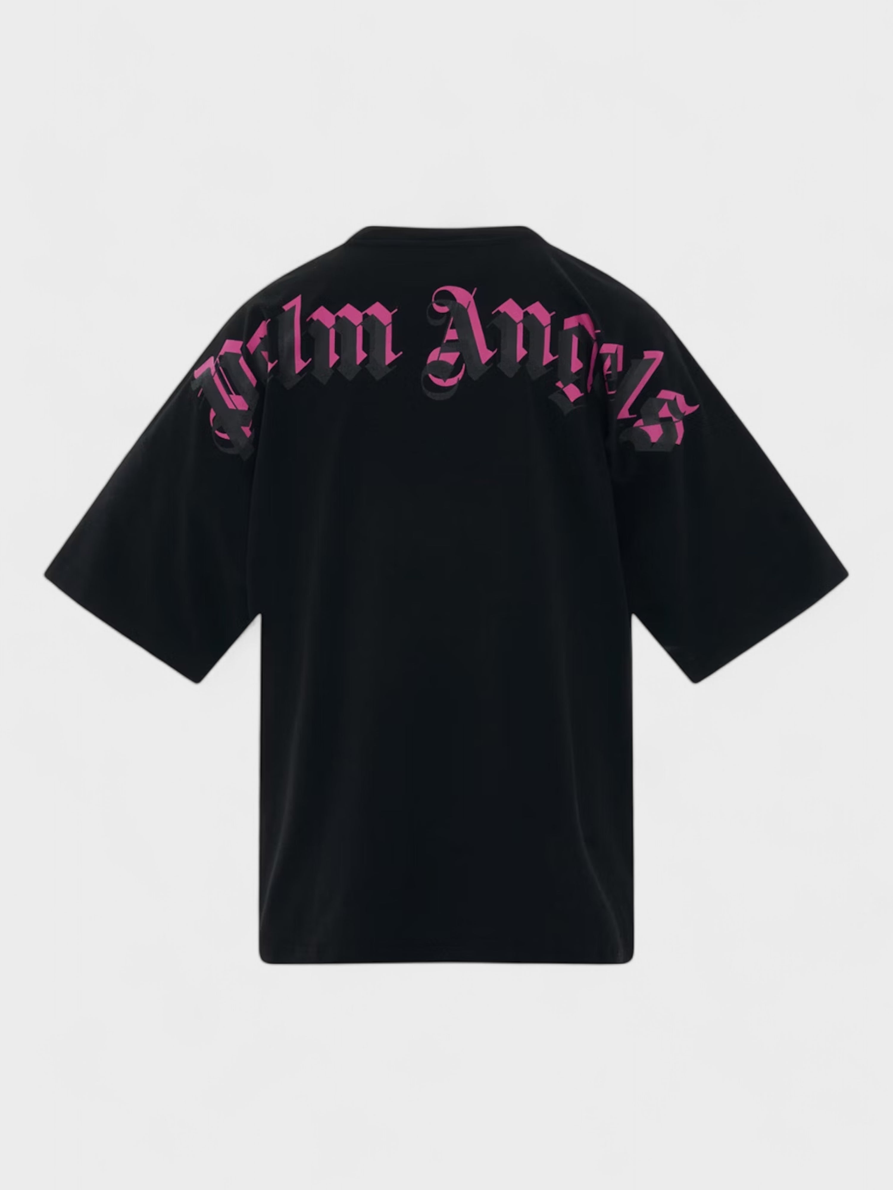 Palm Angels Double Logo Over T Shirt Black Fuchsia S