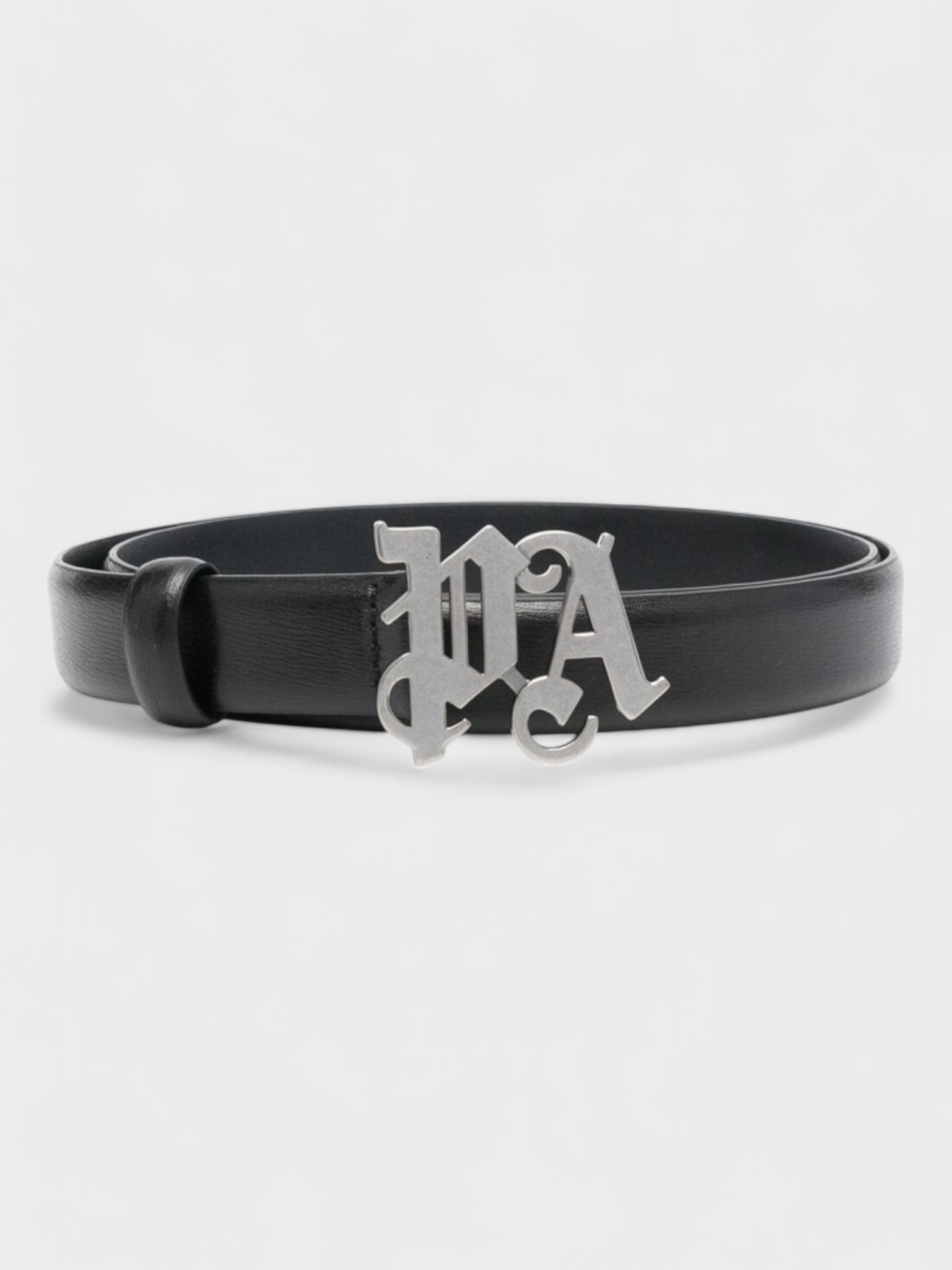 Palm Angels Monogram Caviar Belt Black Silver