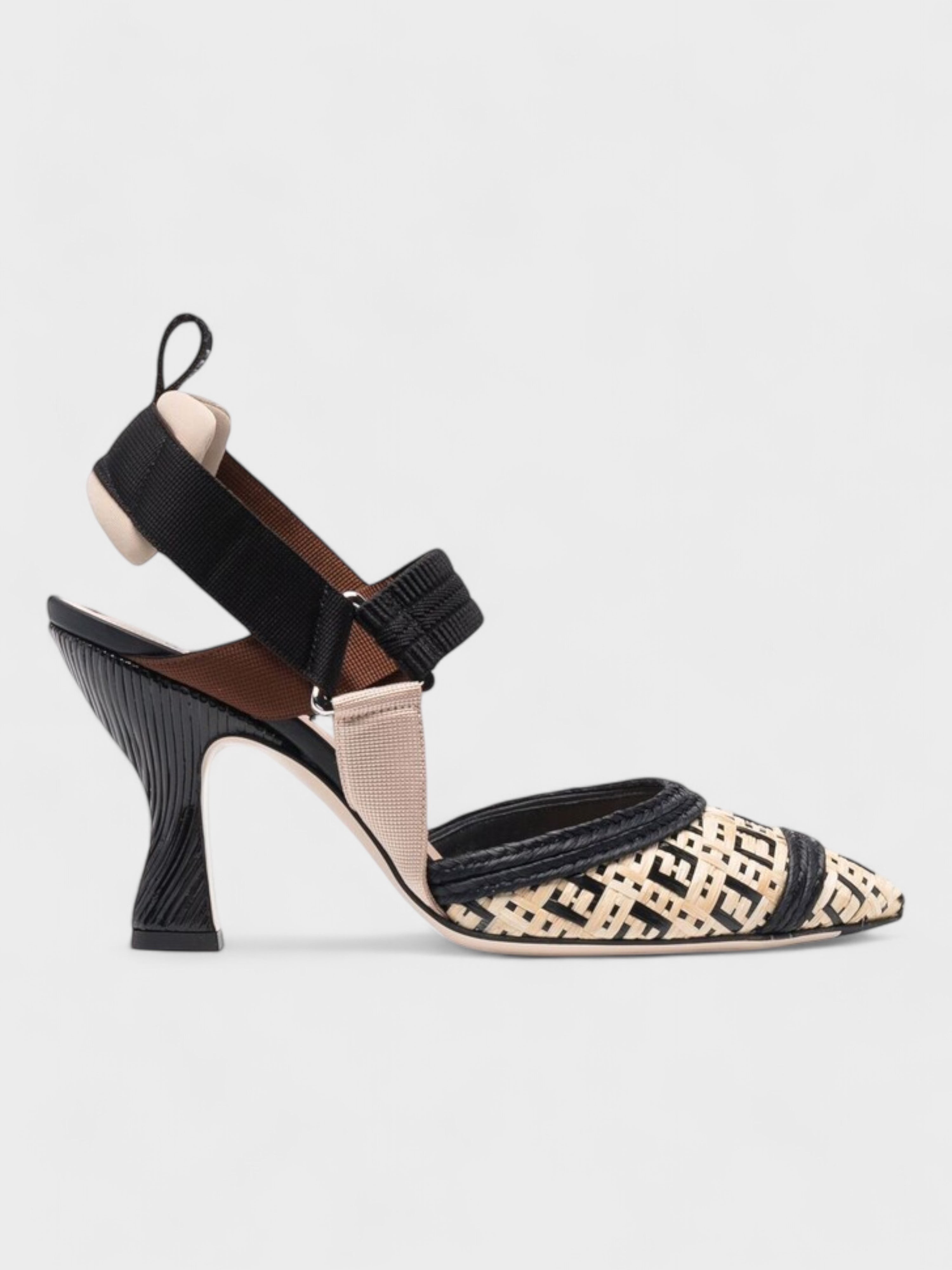 Fendi Colibri raffia slingback pumps Beige