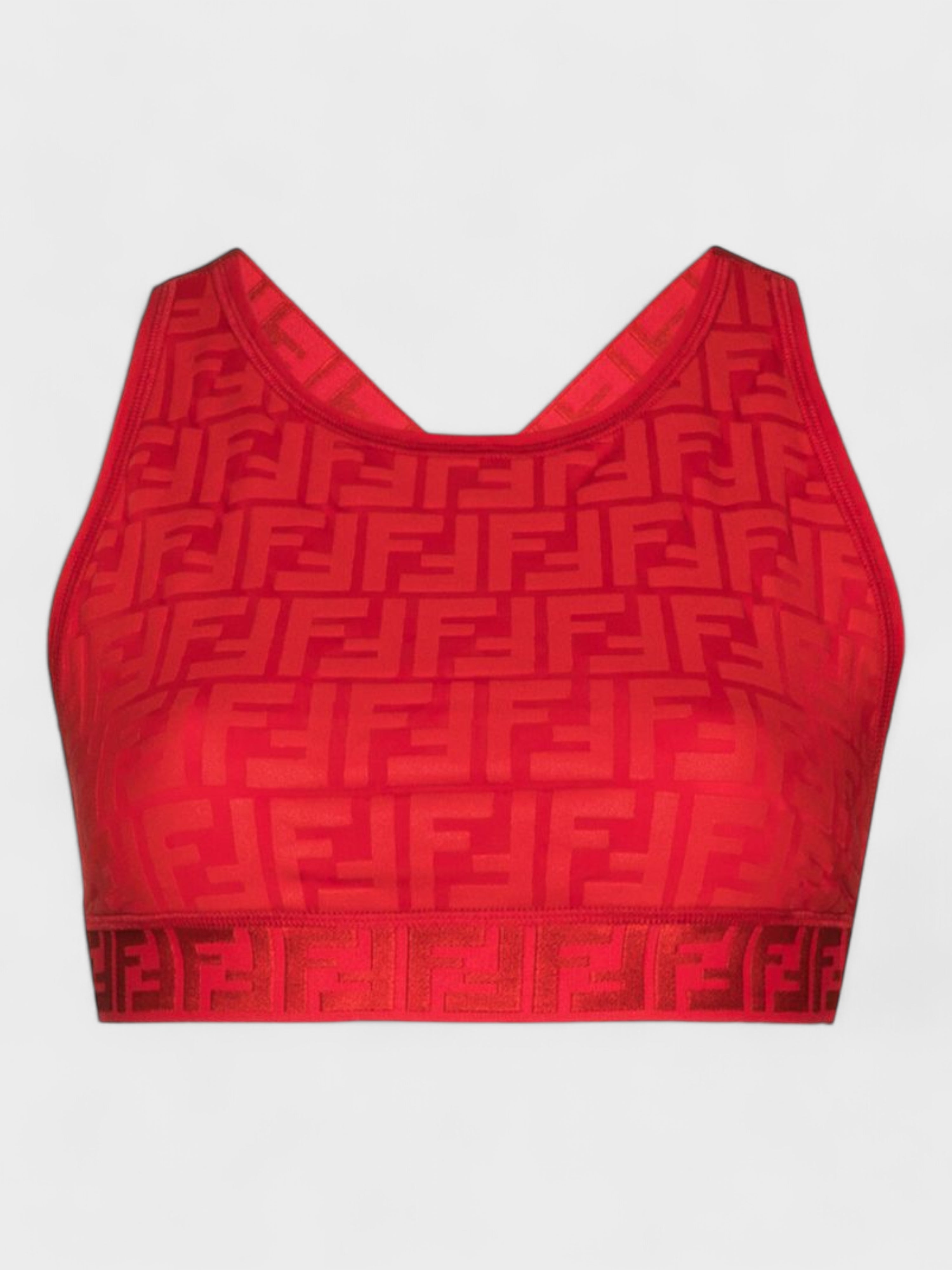 Fendi Fendirama FF motif sports bra Red