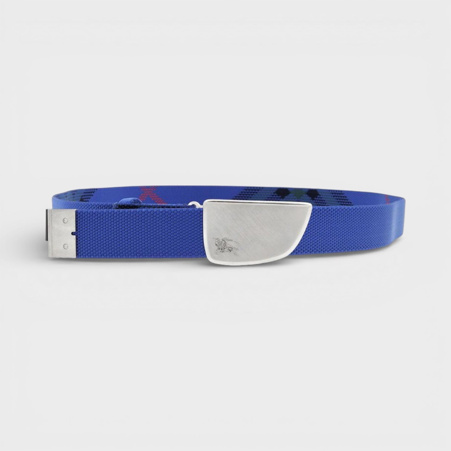 Check Webbing Shield Belt Blue 30mm