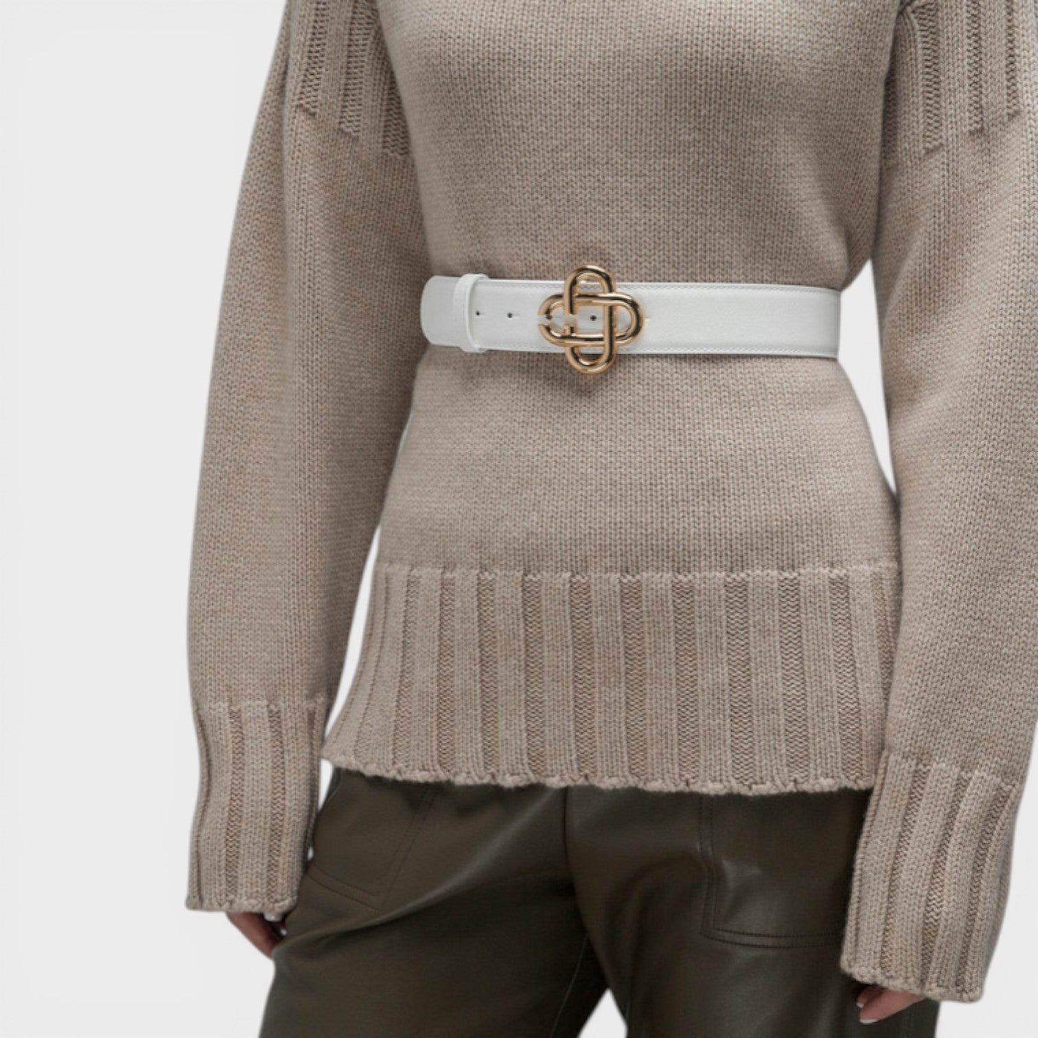 CC Logo Buckle Belt White