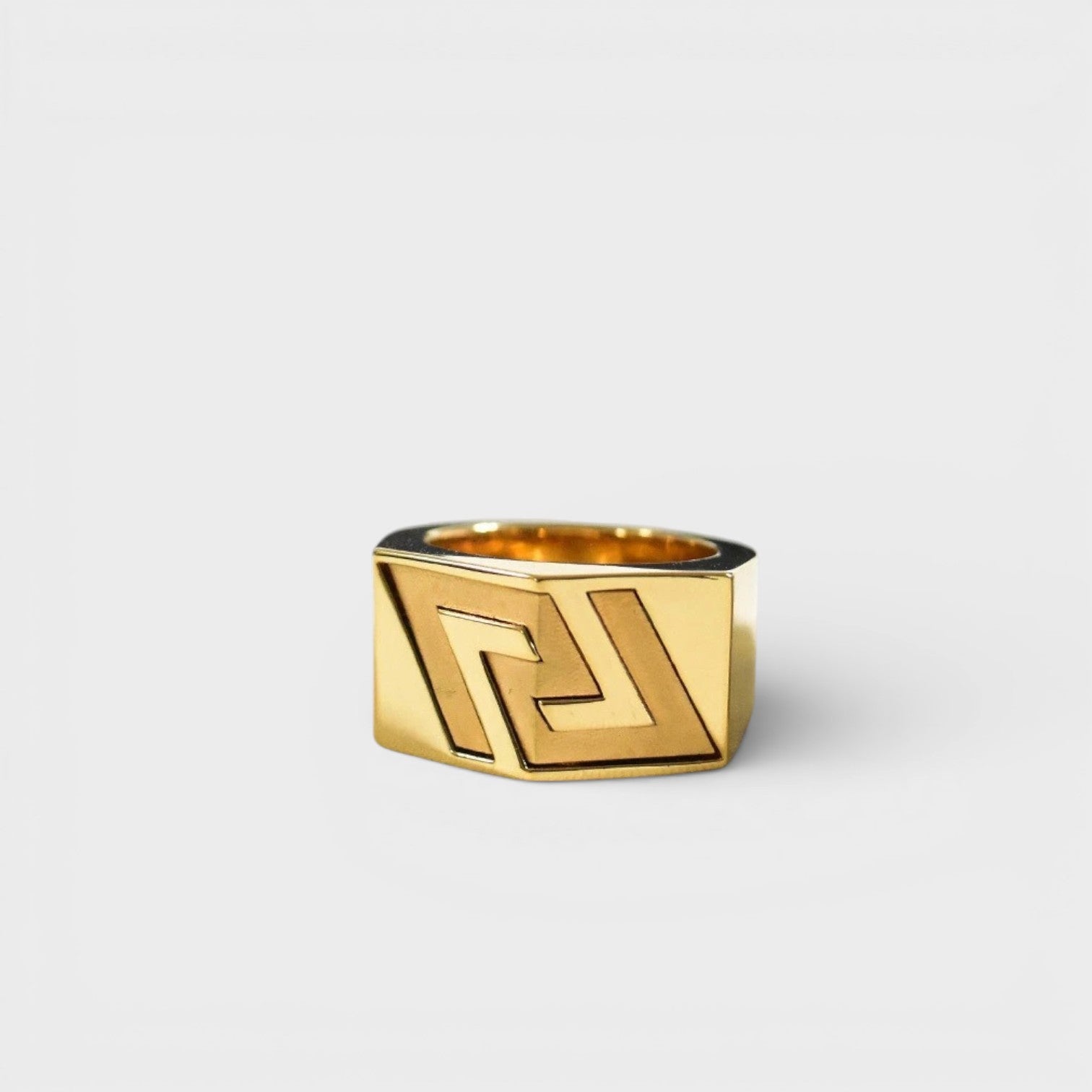Greca Engraved Gold Ring