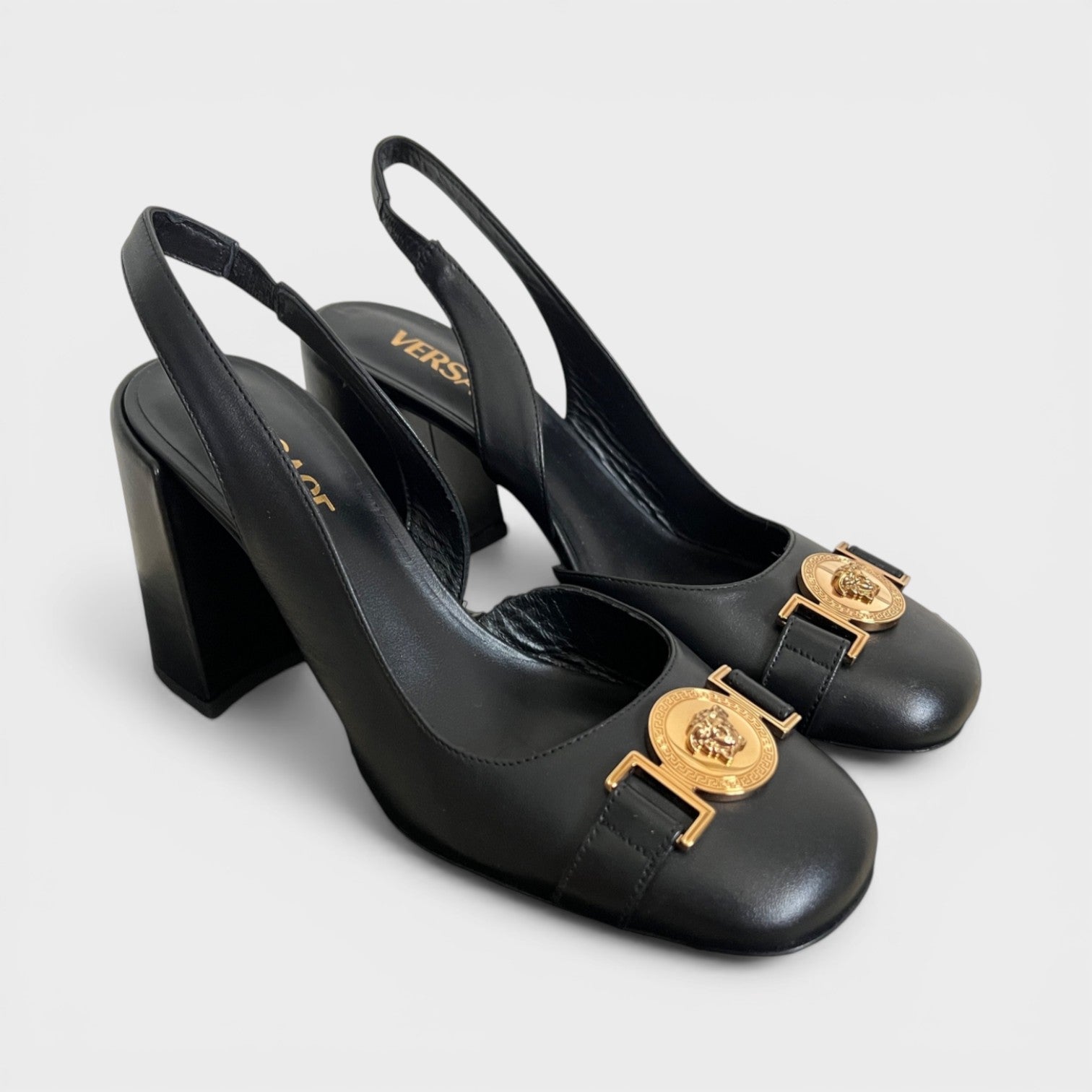 Sling Back 85mm Leather Black