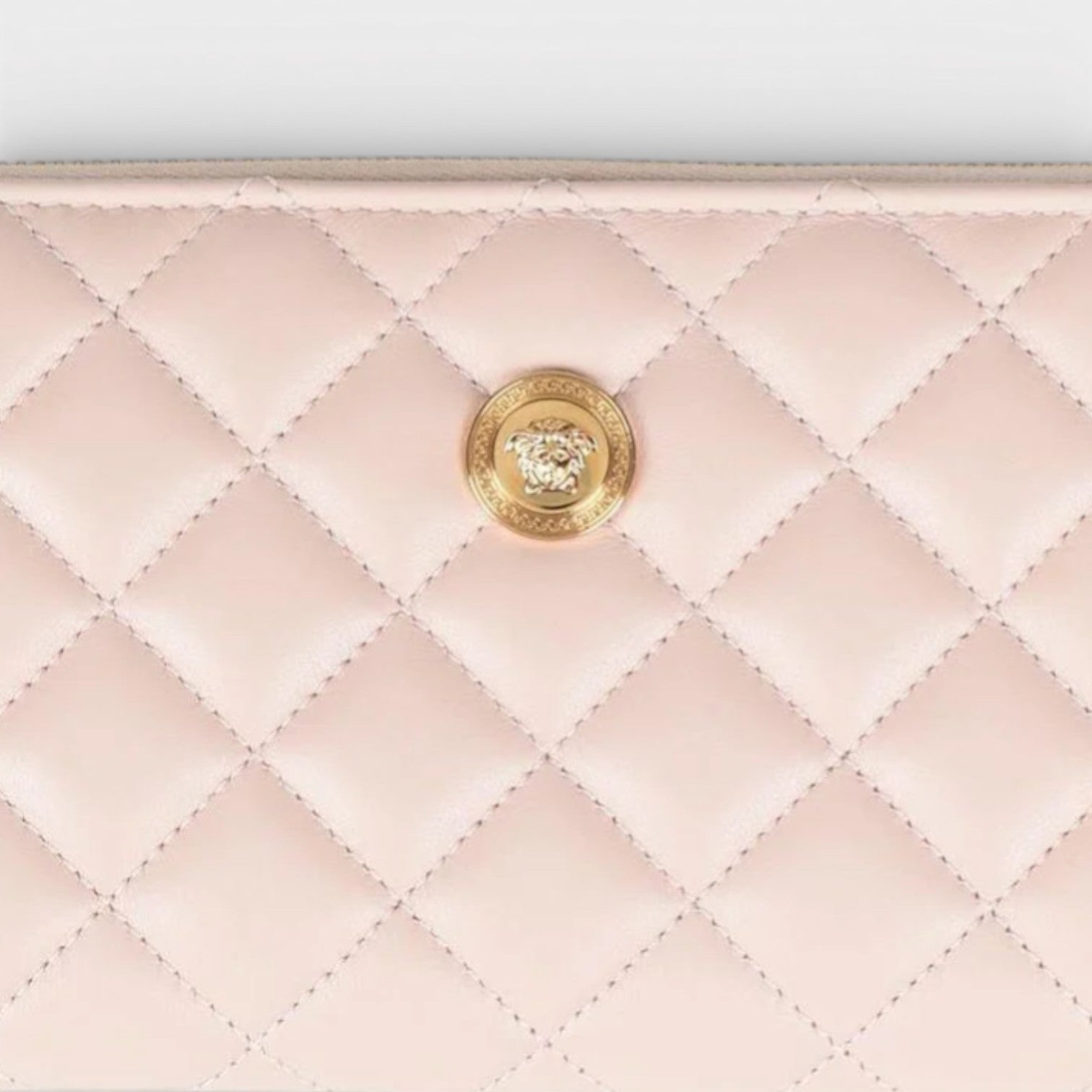 Zip Around Wallet Quilted Lamb Leather Pink