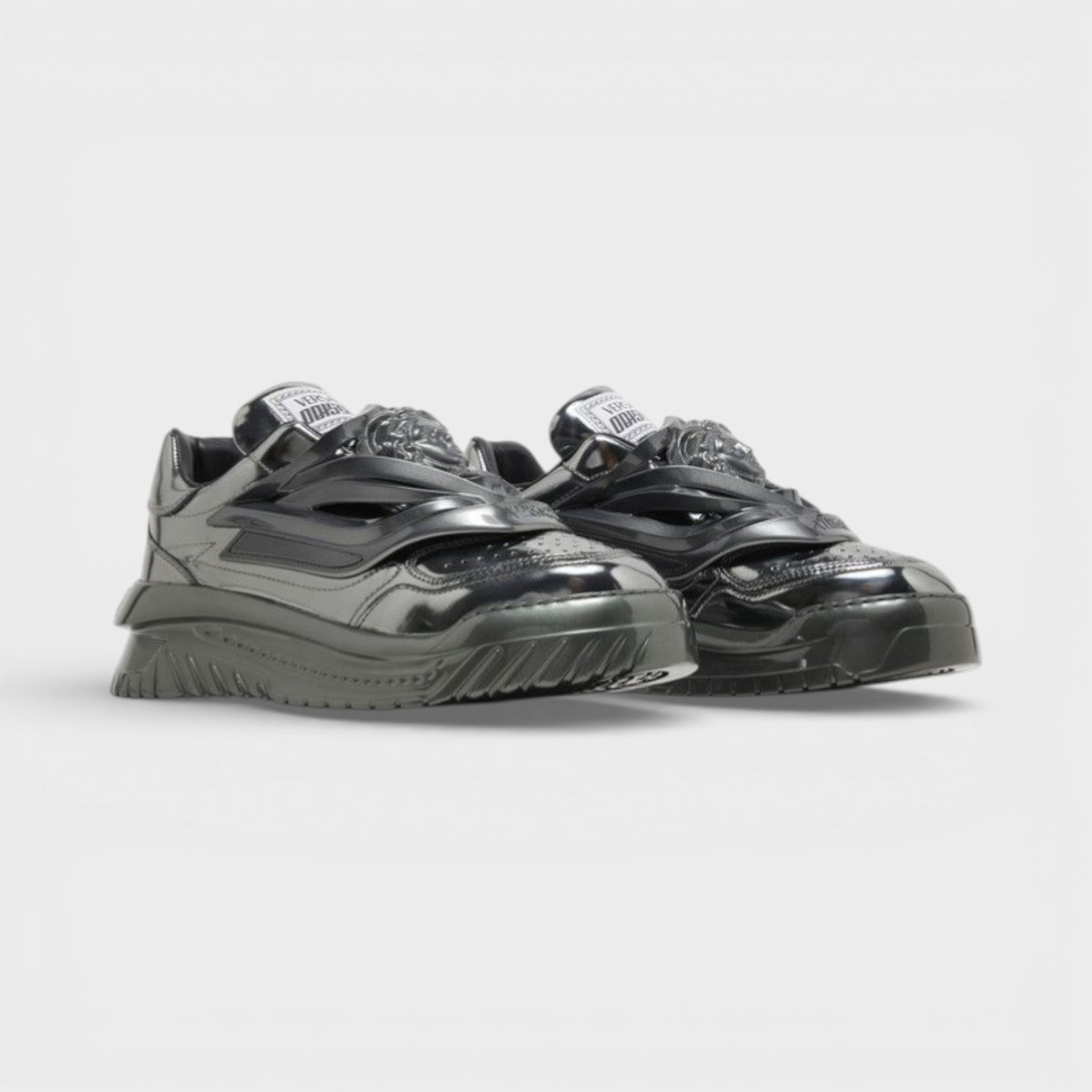 Odissea Leather Low-top Trainers In Gunmetal