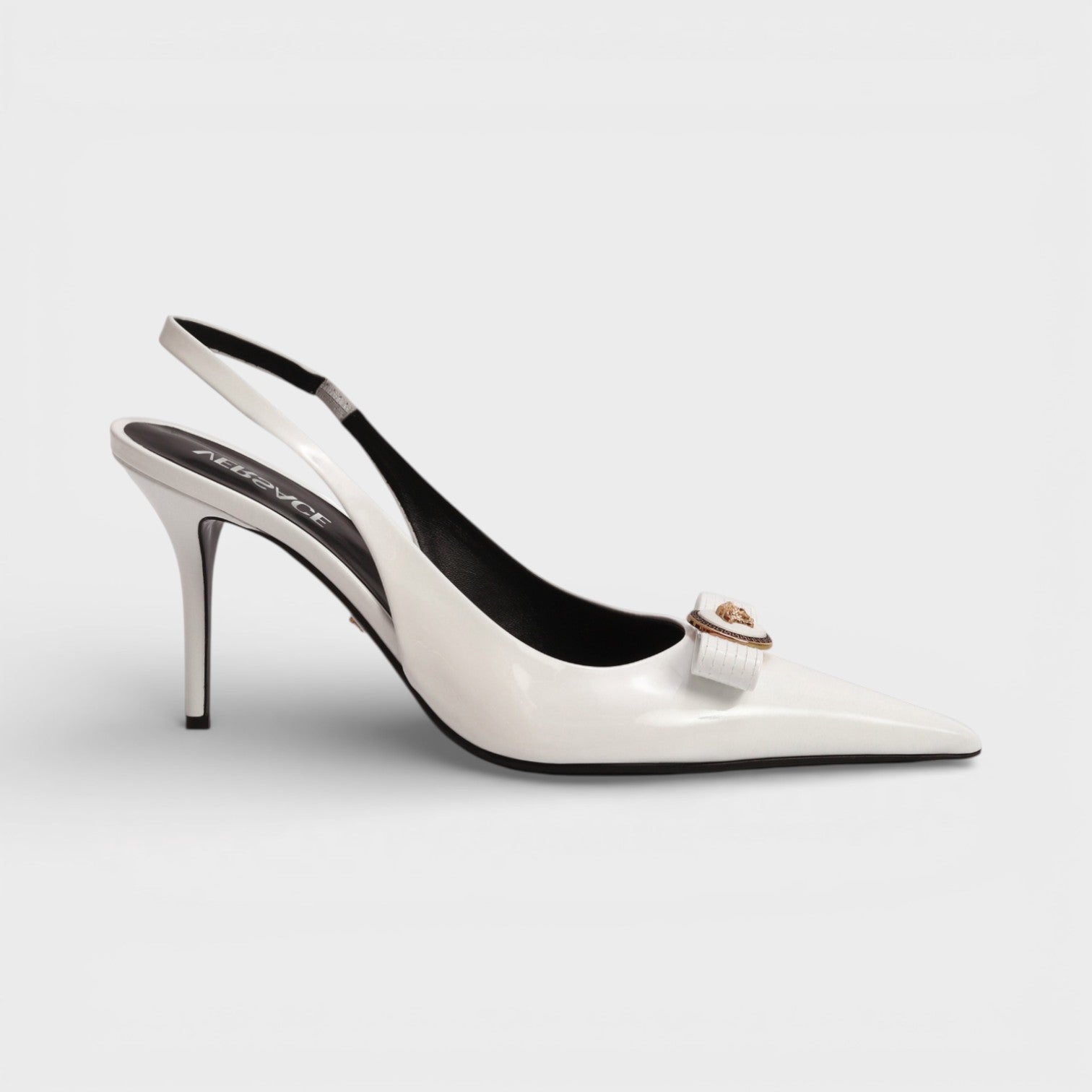 85mm Gianni Ribbon Slingbacks White