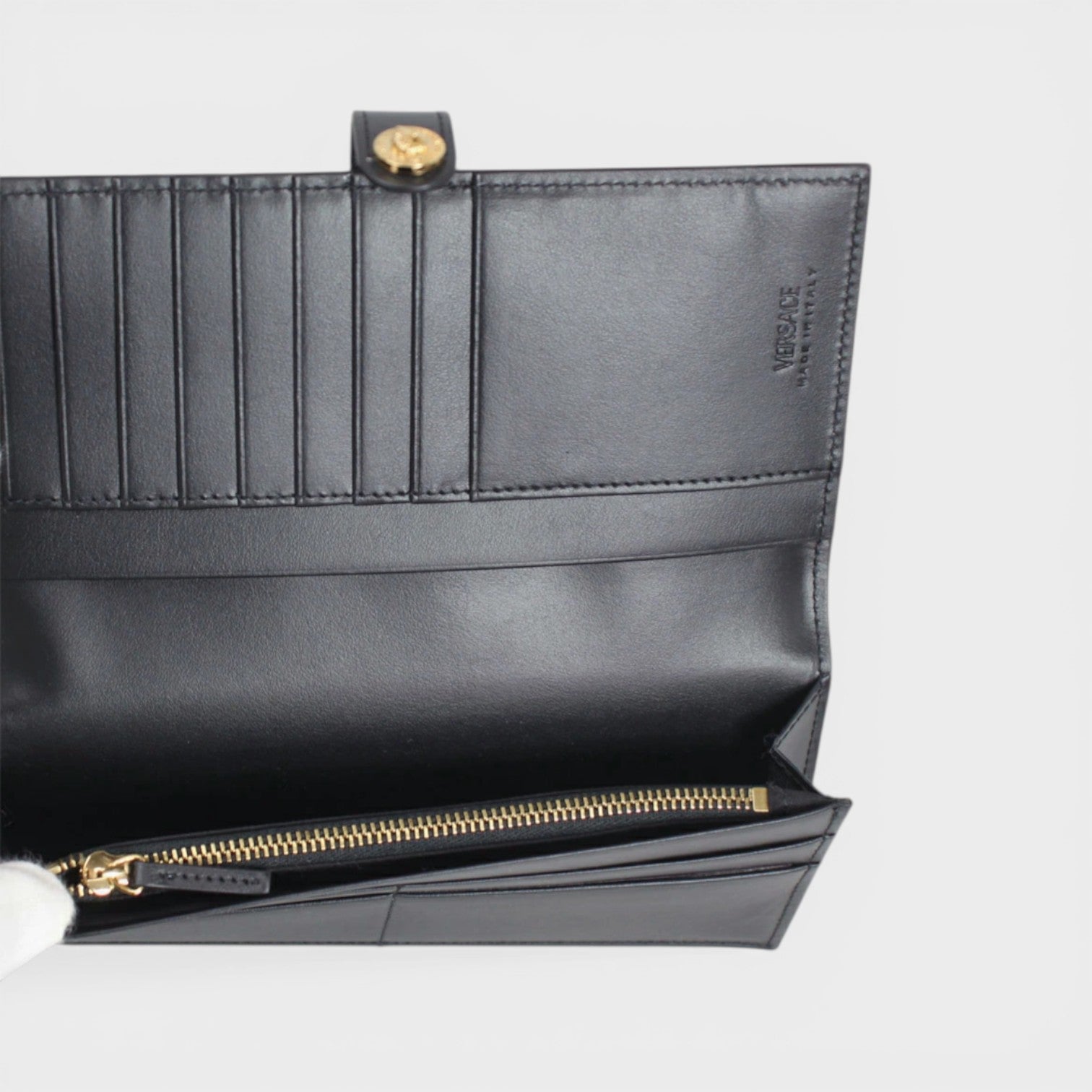 Long Wallet Calf Leather Black