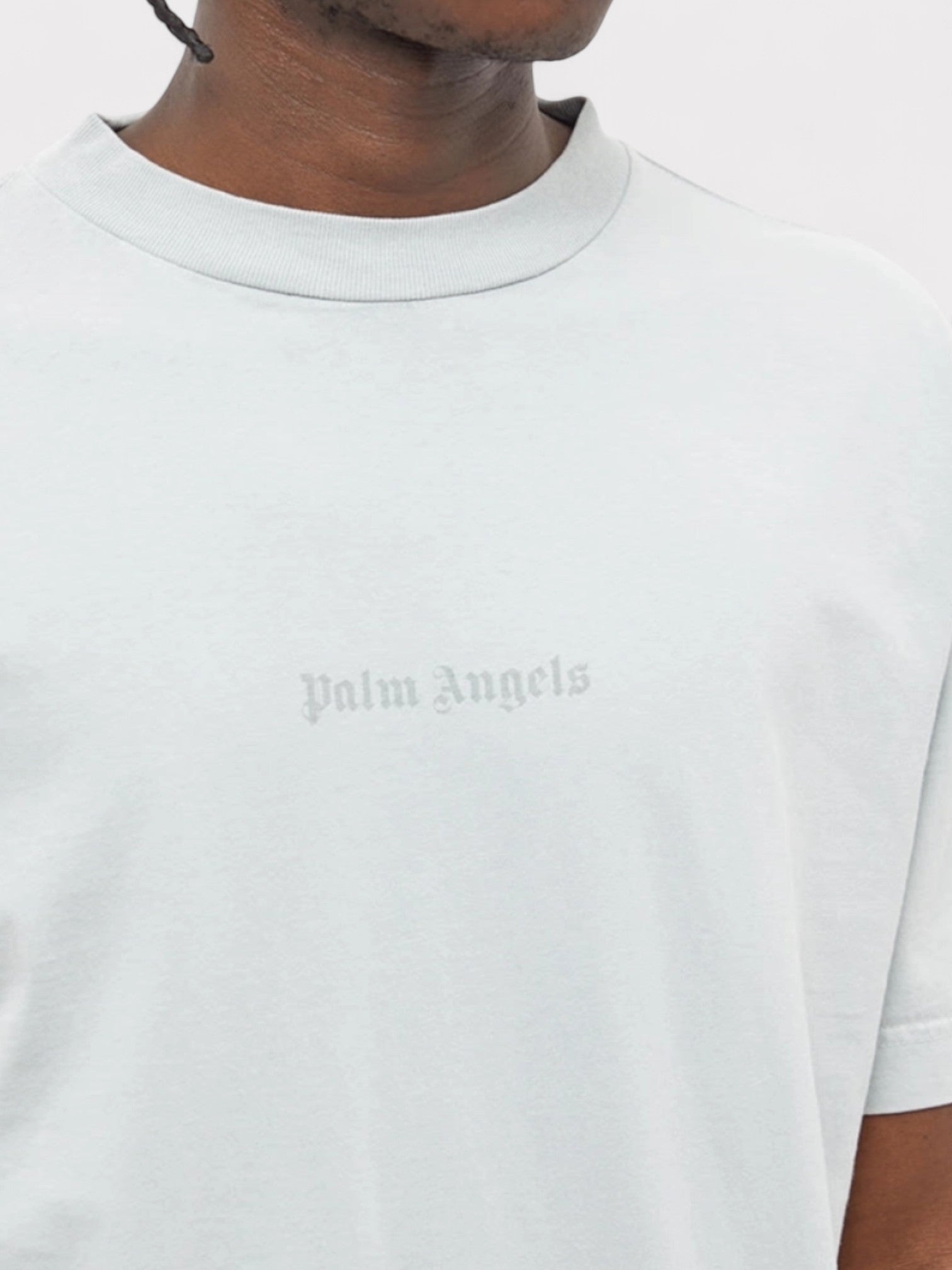 Palm Angels Reverse Logo T Shirt Light Grey