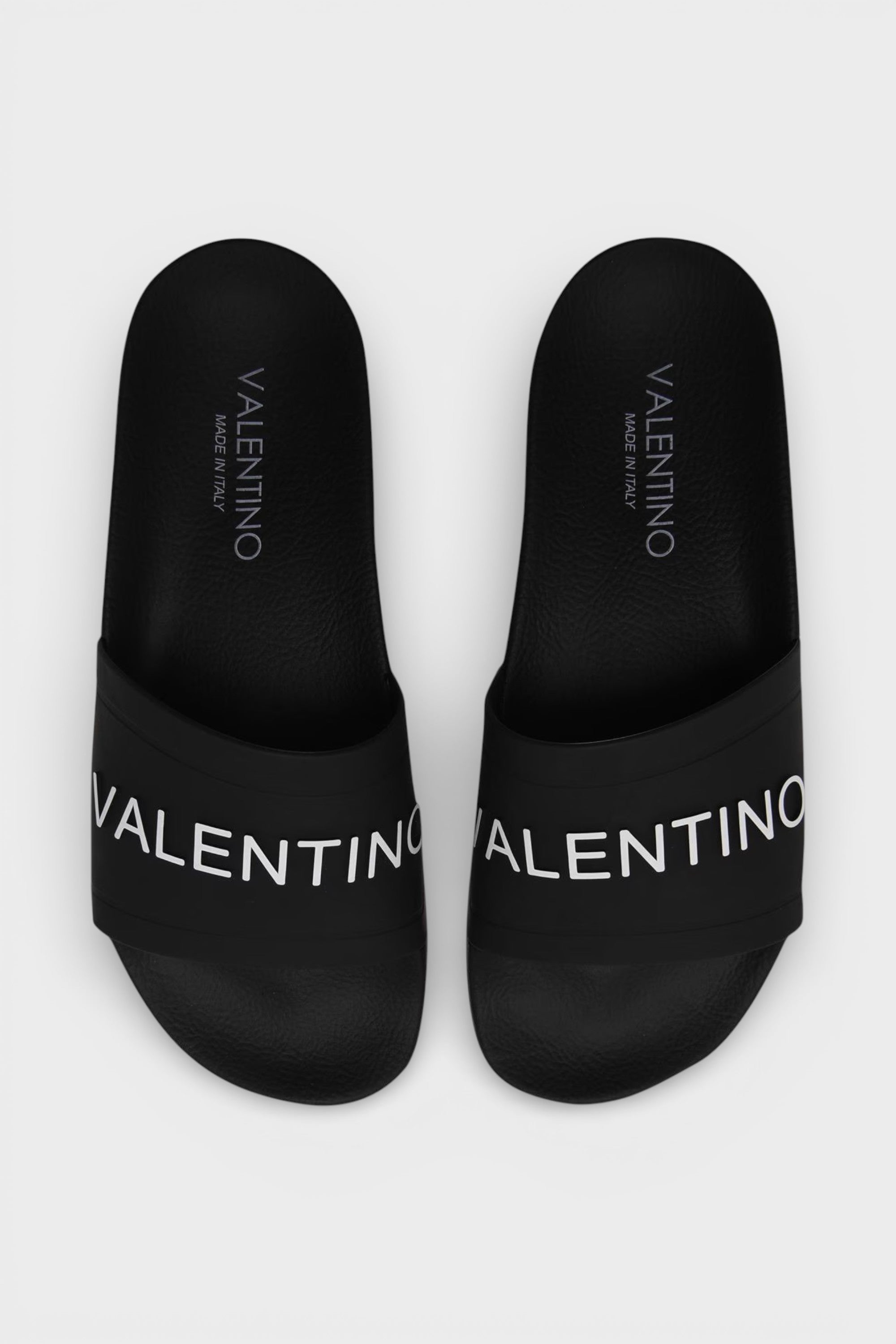 Valentino Logo Rubber Sliders Black