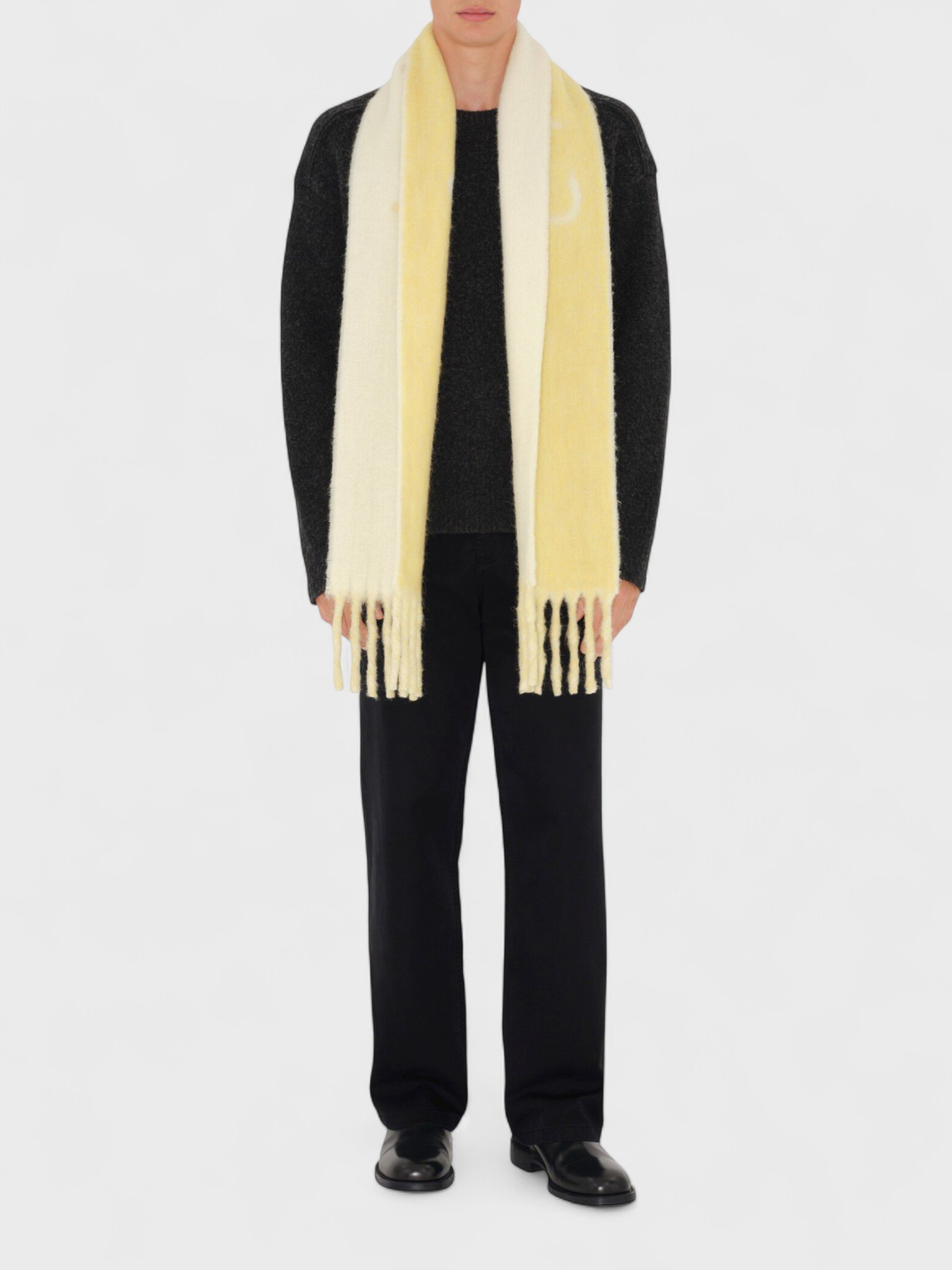 Burberry Logo Intarsia Reversible Scarf Alpaca Wool