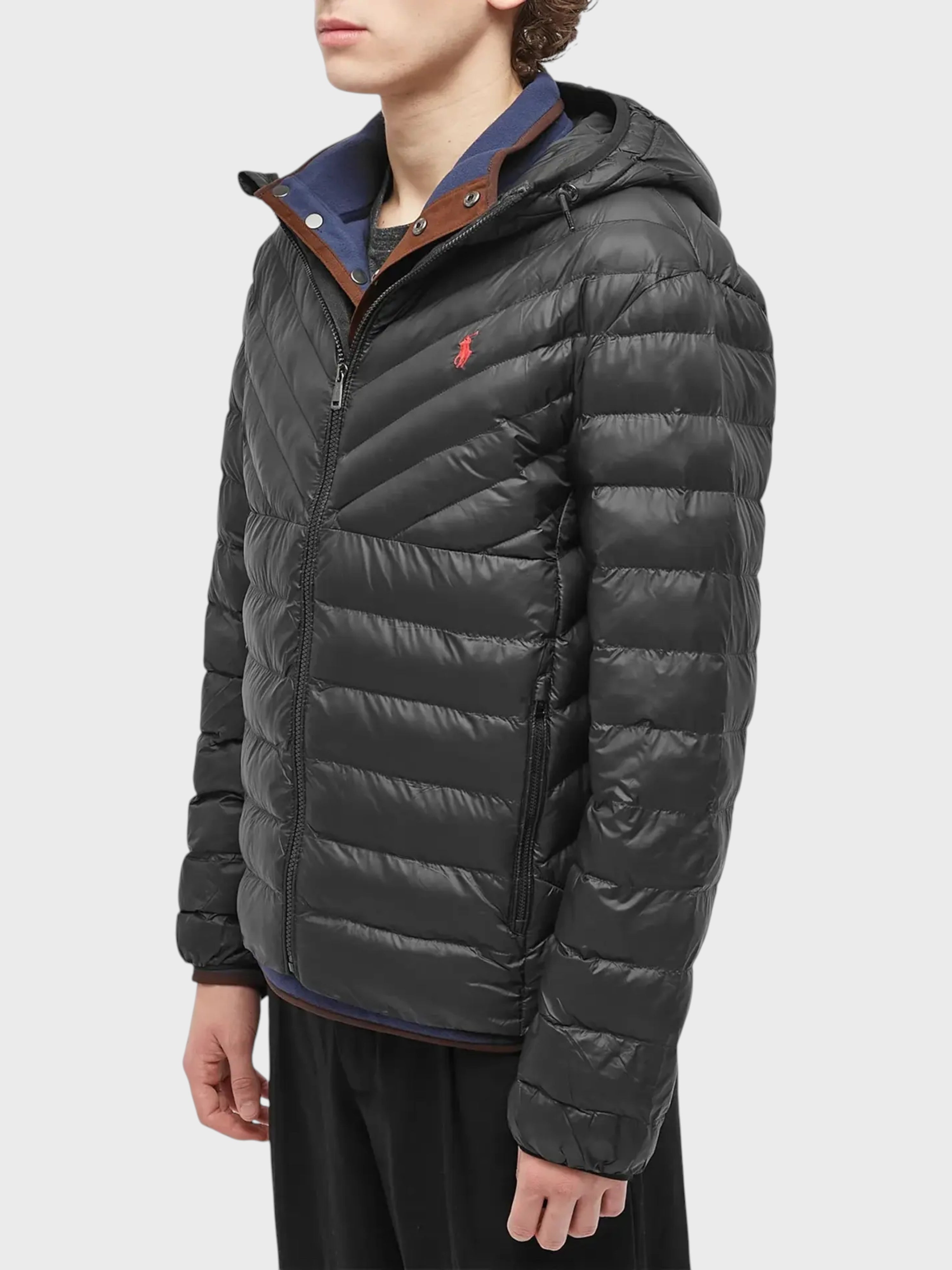 Polo Ralph Lauren Men's Terra Chevron Insulated Hooded Jacket Polo Black