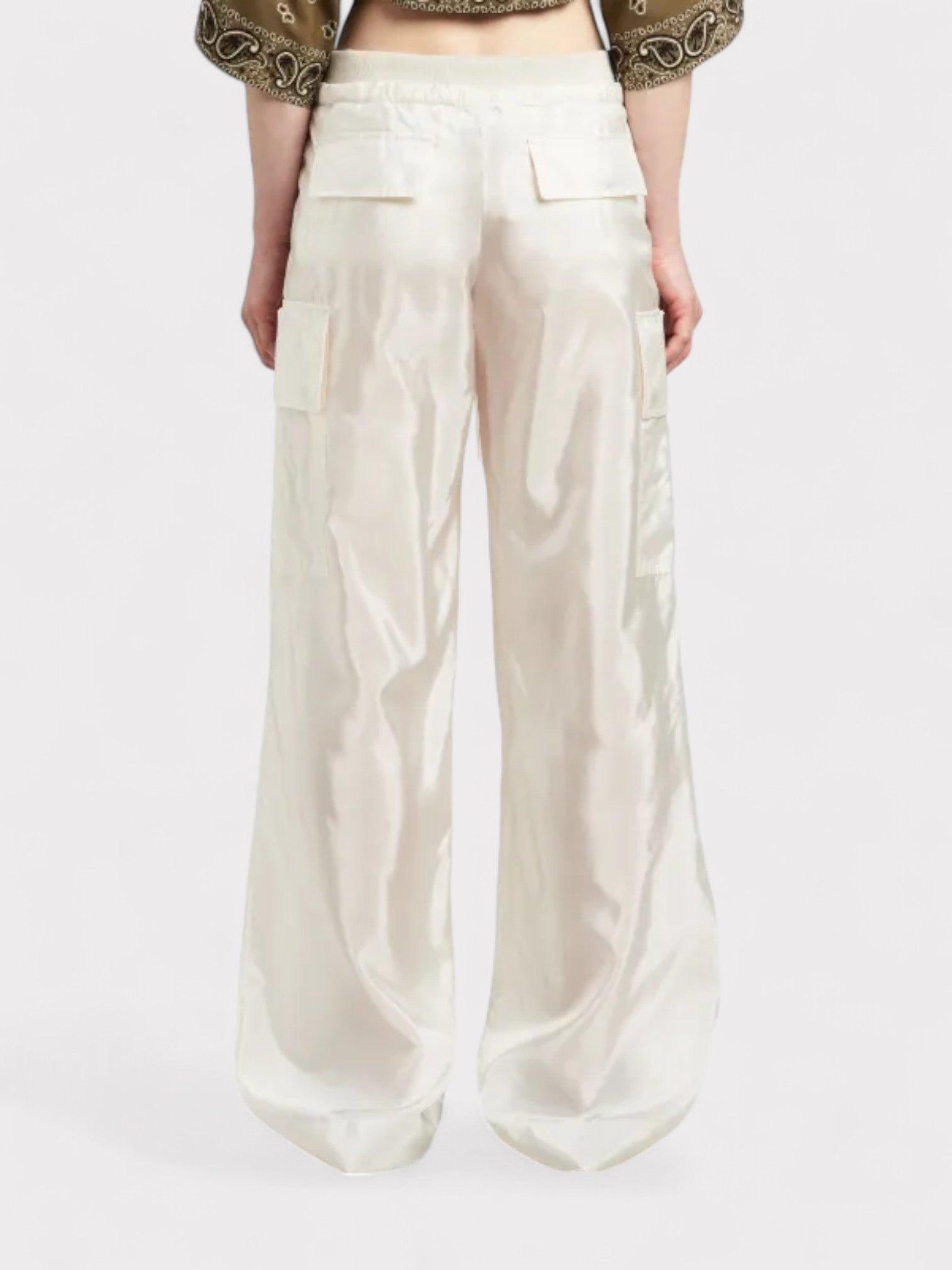 Palm Angels Satin Parachute Trousers White