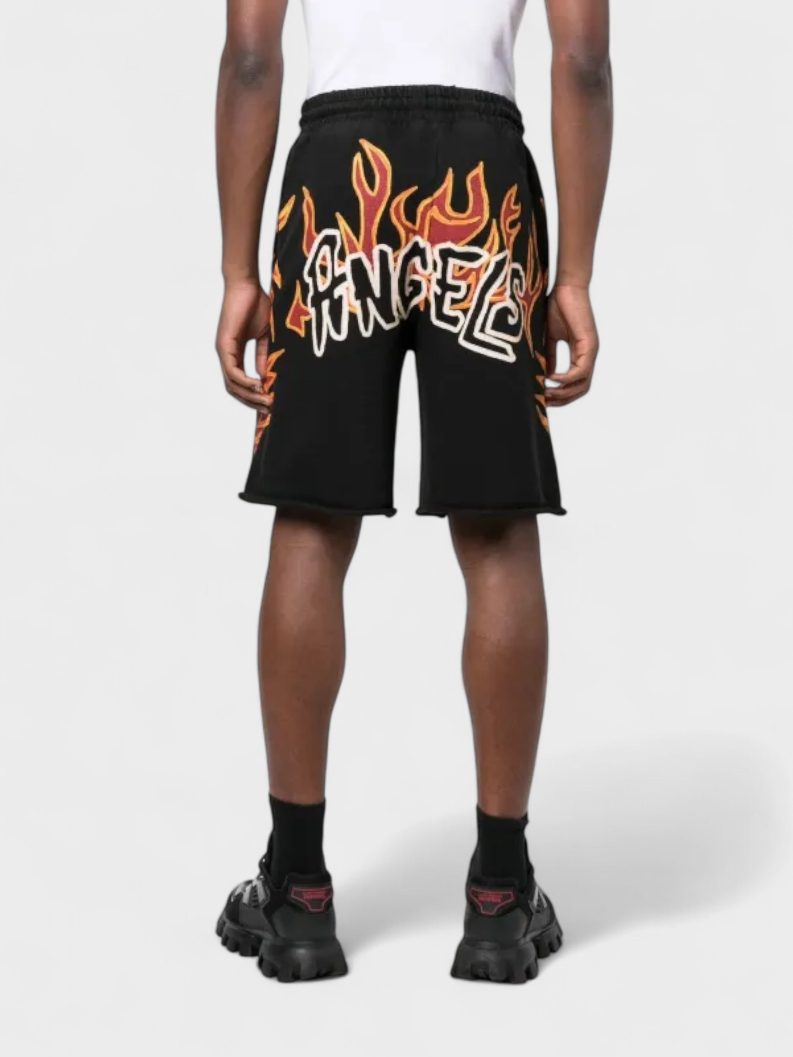 Palm Angels Graffiti Flames Sweatshorts Black