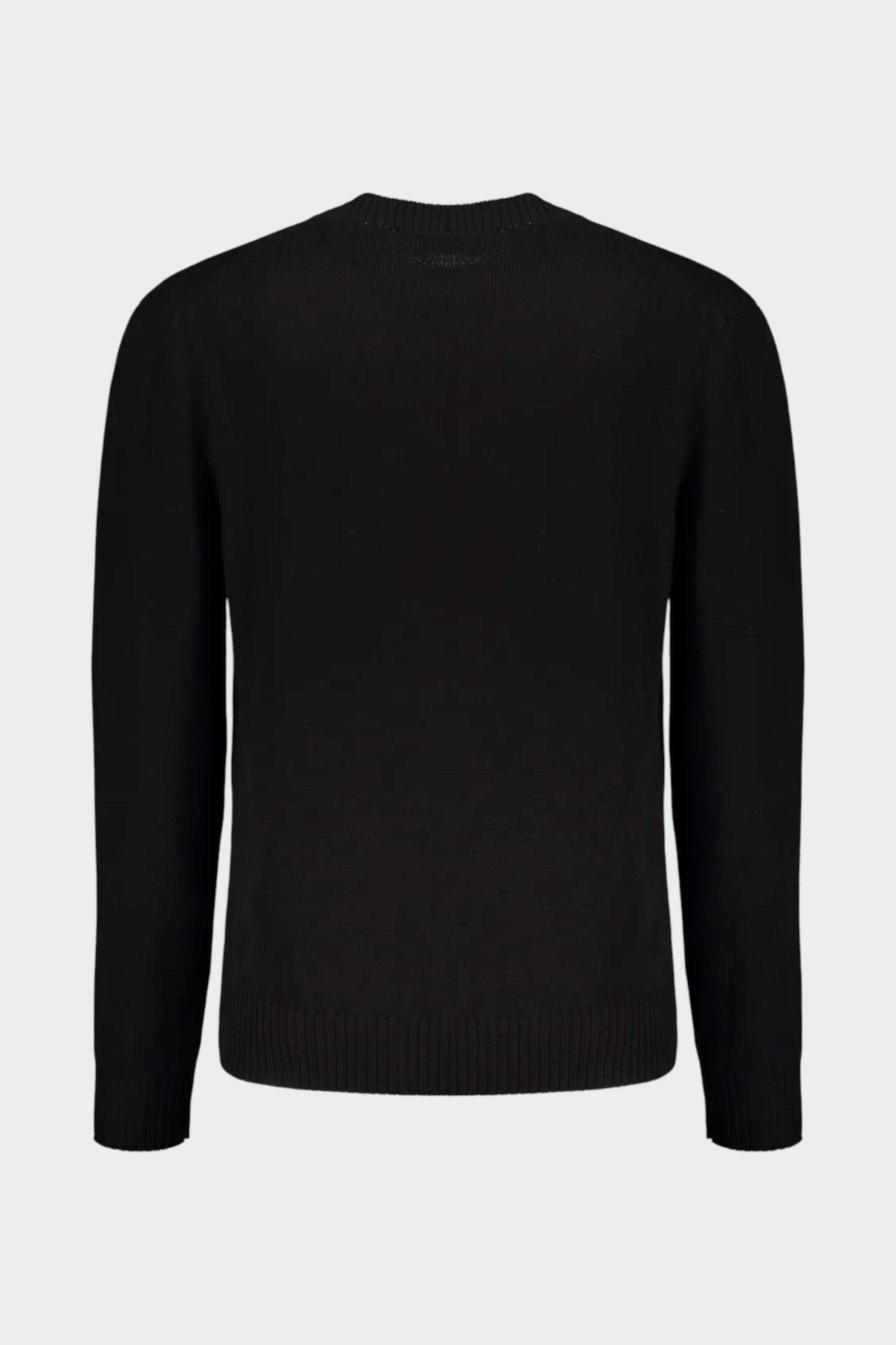 Sweater Medusa Embroidery Crew Neck Pullover Black