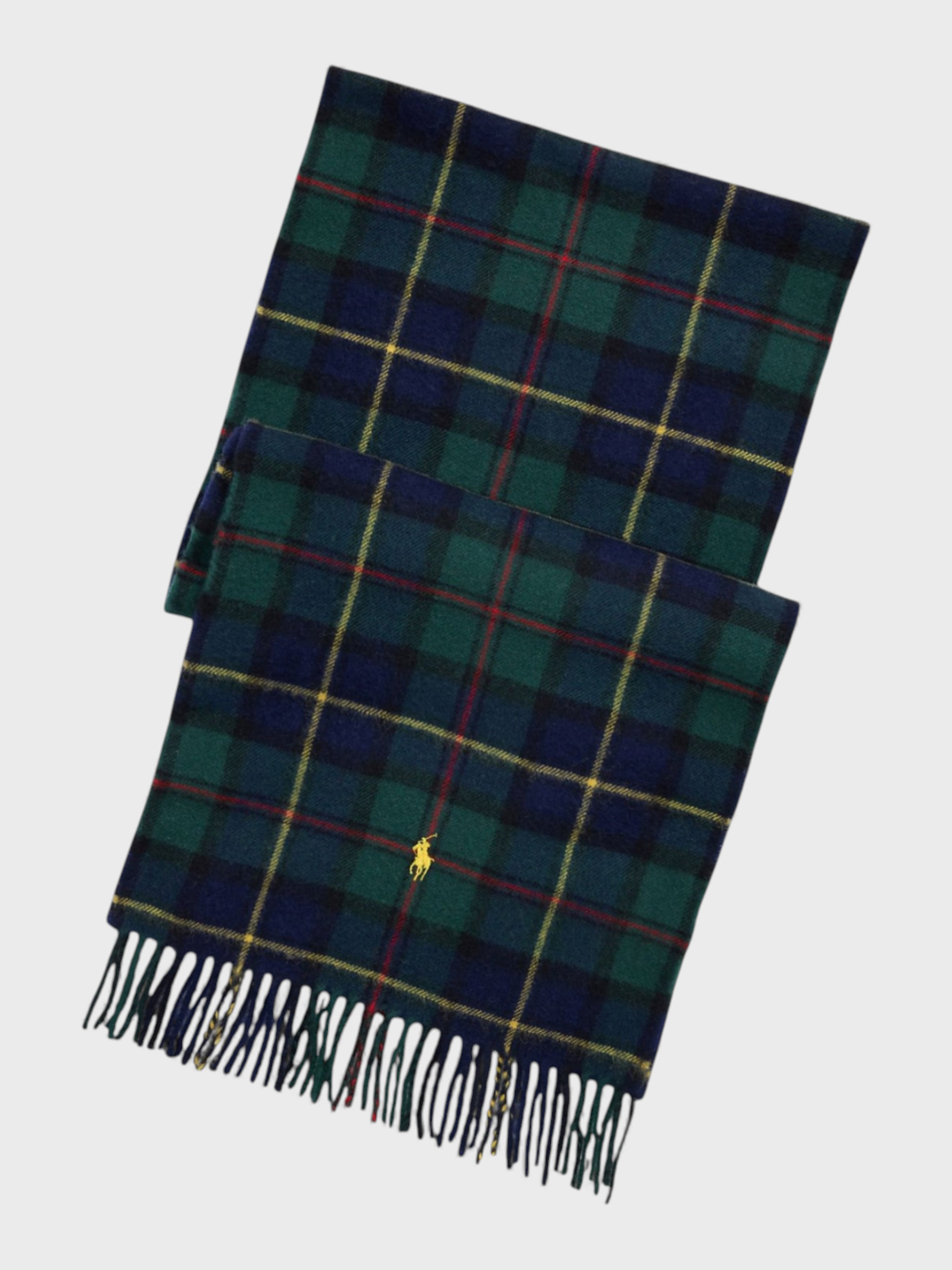 Polo Ralph Lauren Lambs Wool Green & Cashmere Tartan Scarf