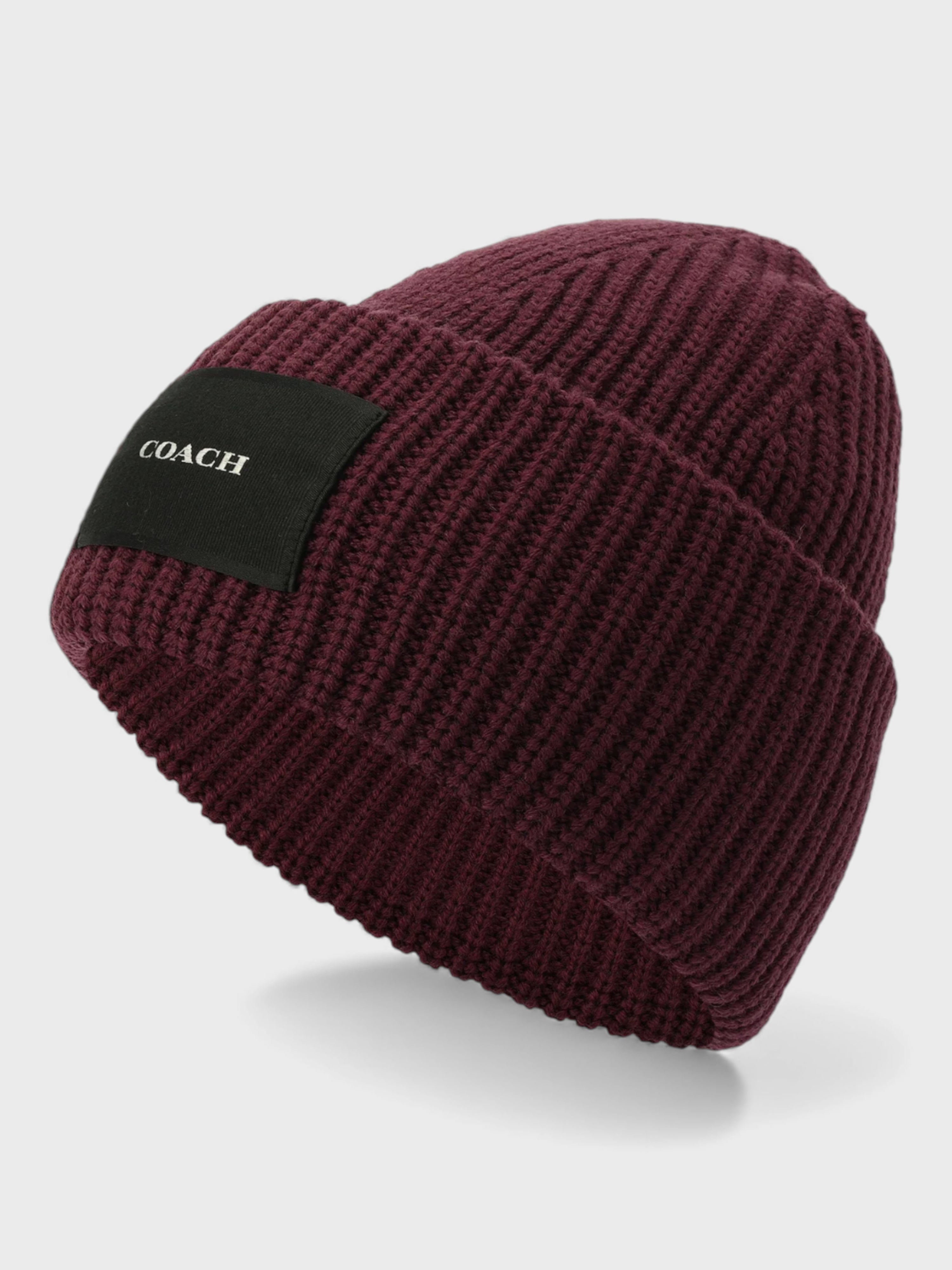 Coach Woven Patch Beanie Oxblood