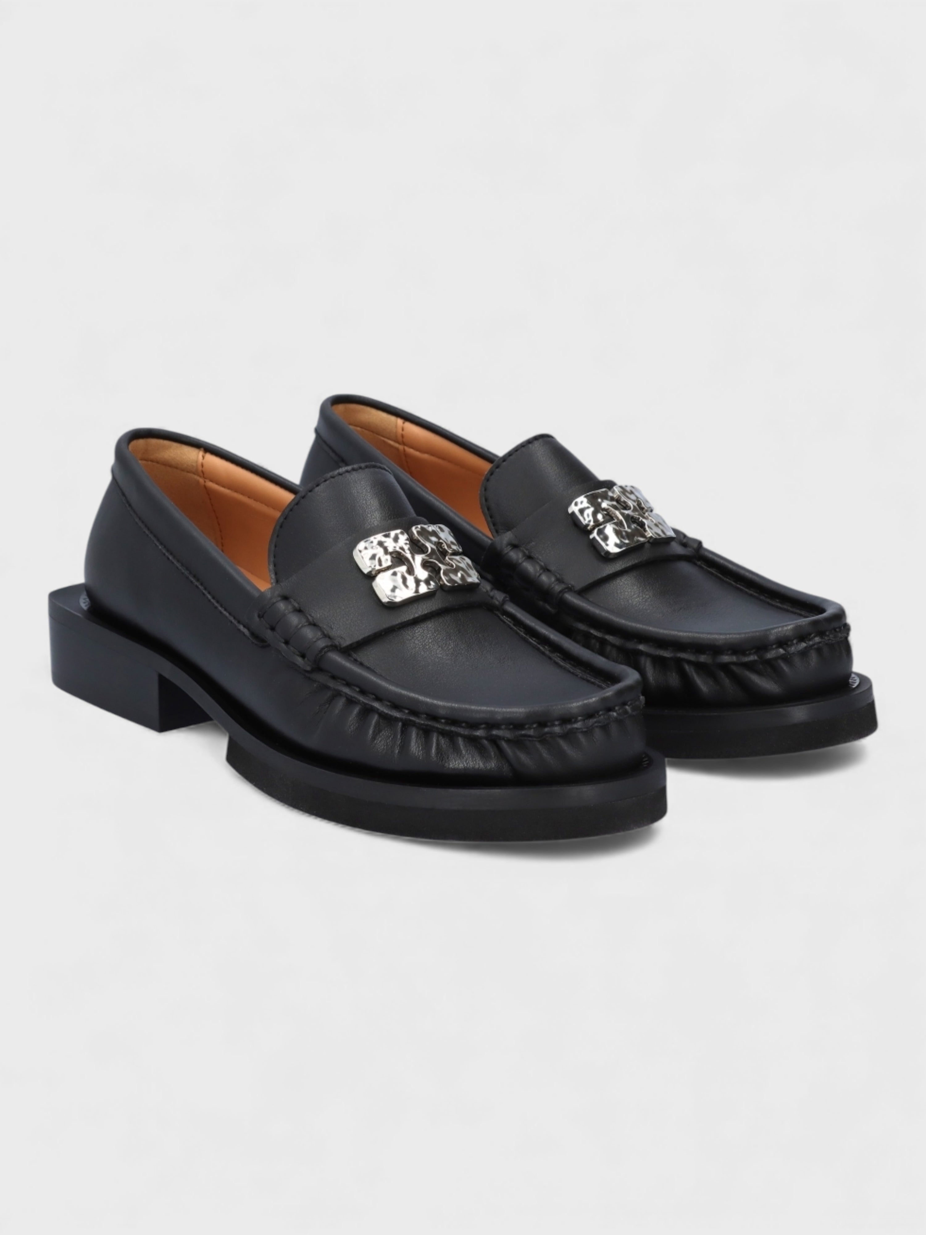 Ganni Butterfly Logo Loafers Black