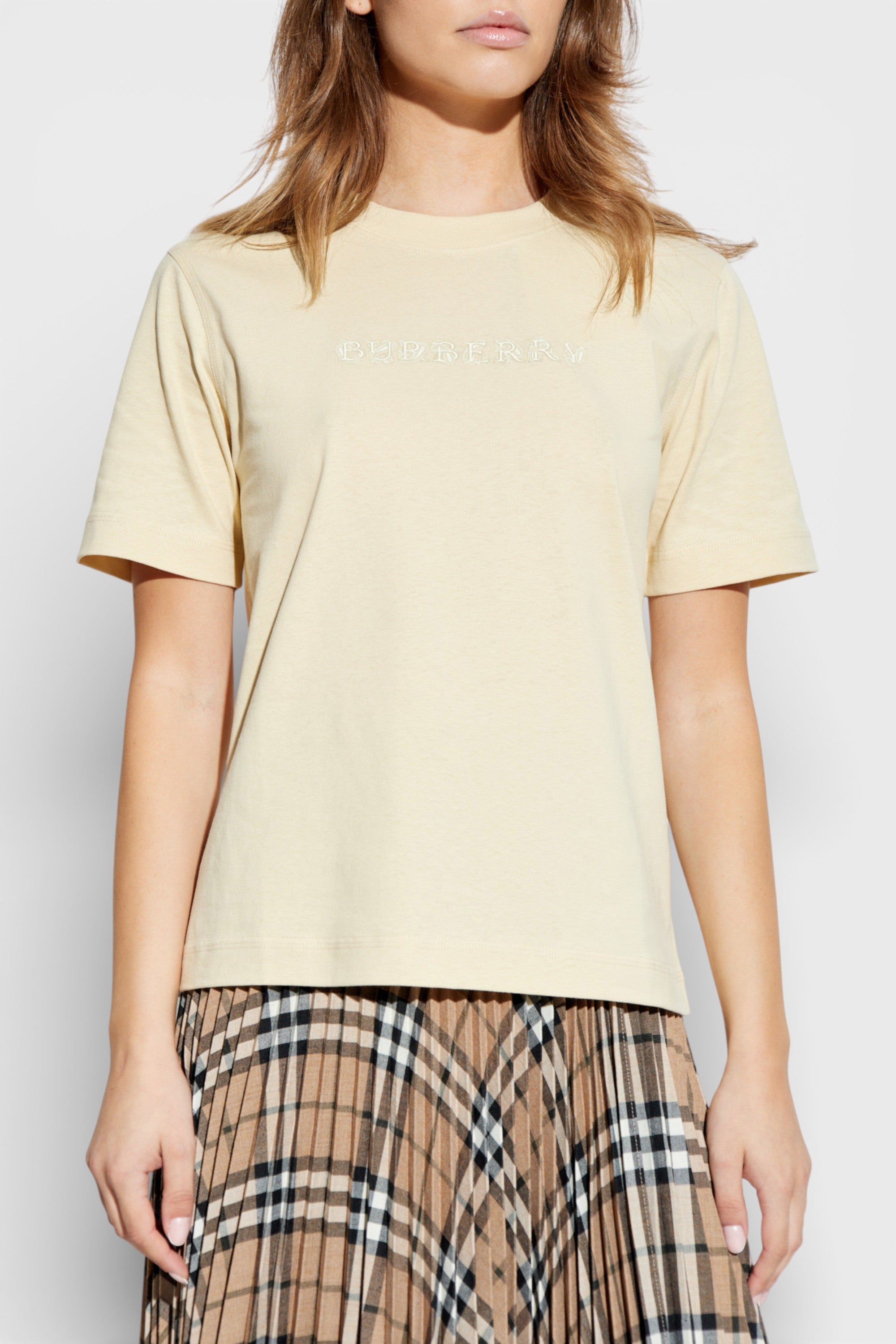 Paisley Print Logo T Shirt Candle Beige