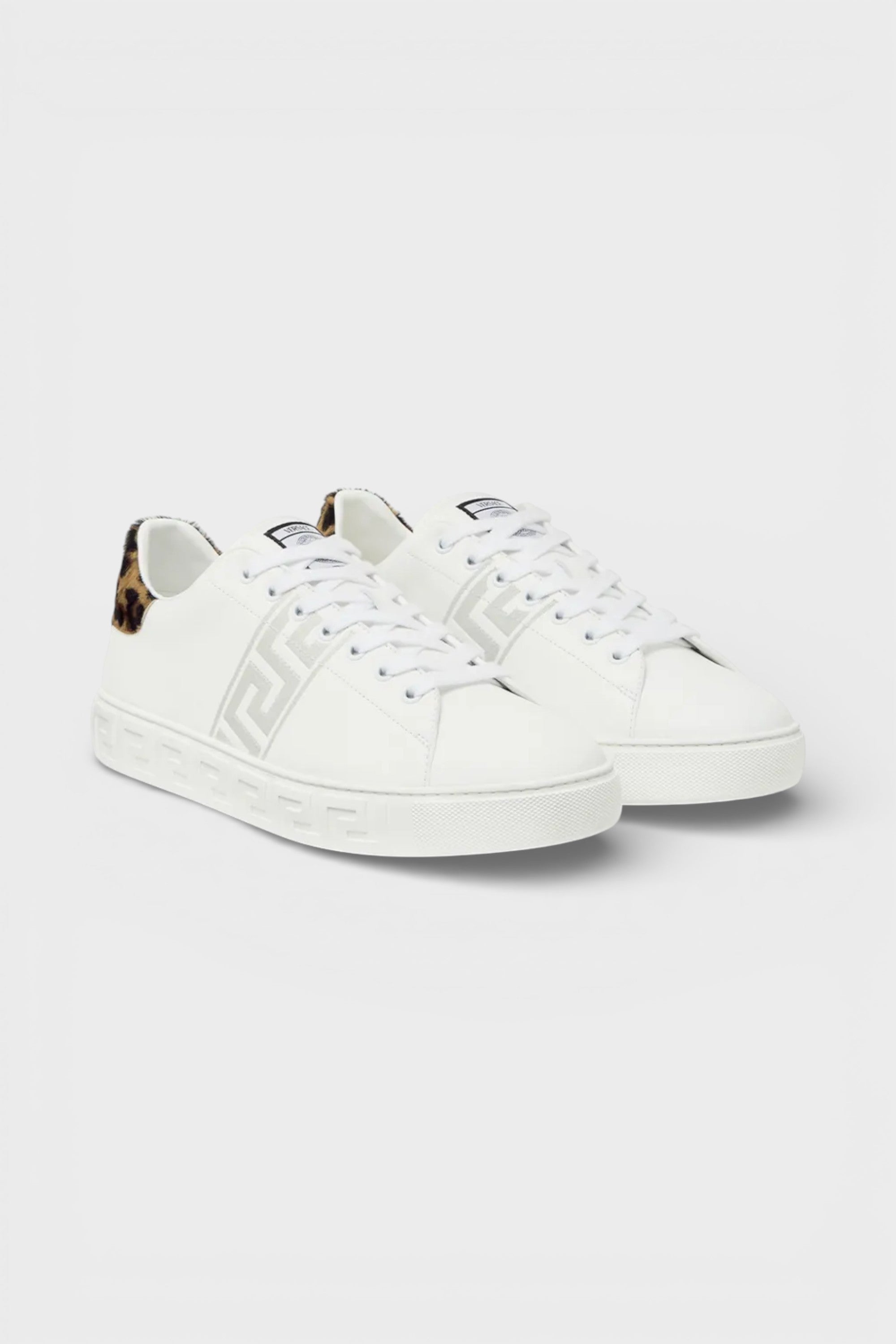 Versace Greca Pony-Effect Sneakers White