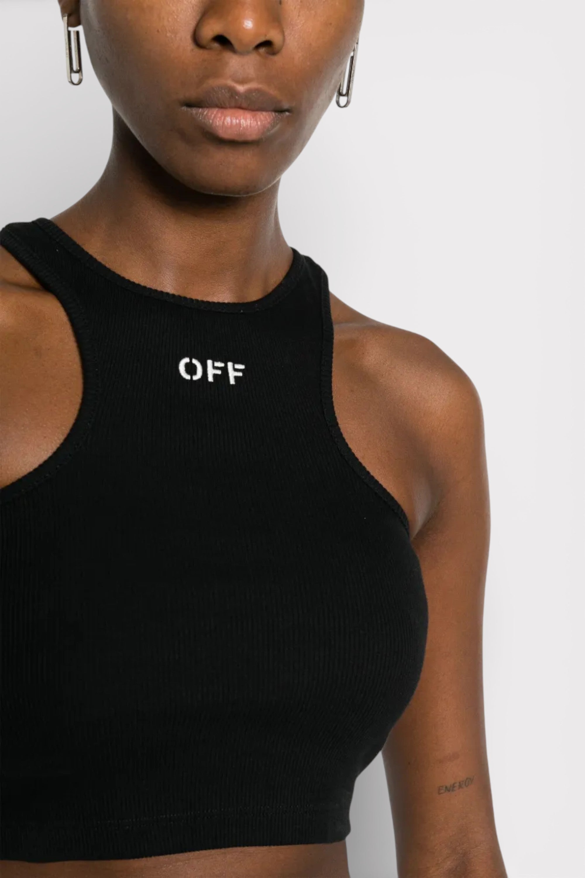 Off-White Off Stamp Rib Rowing Top Black