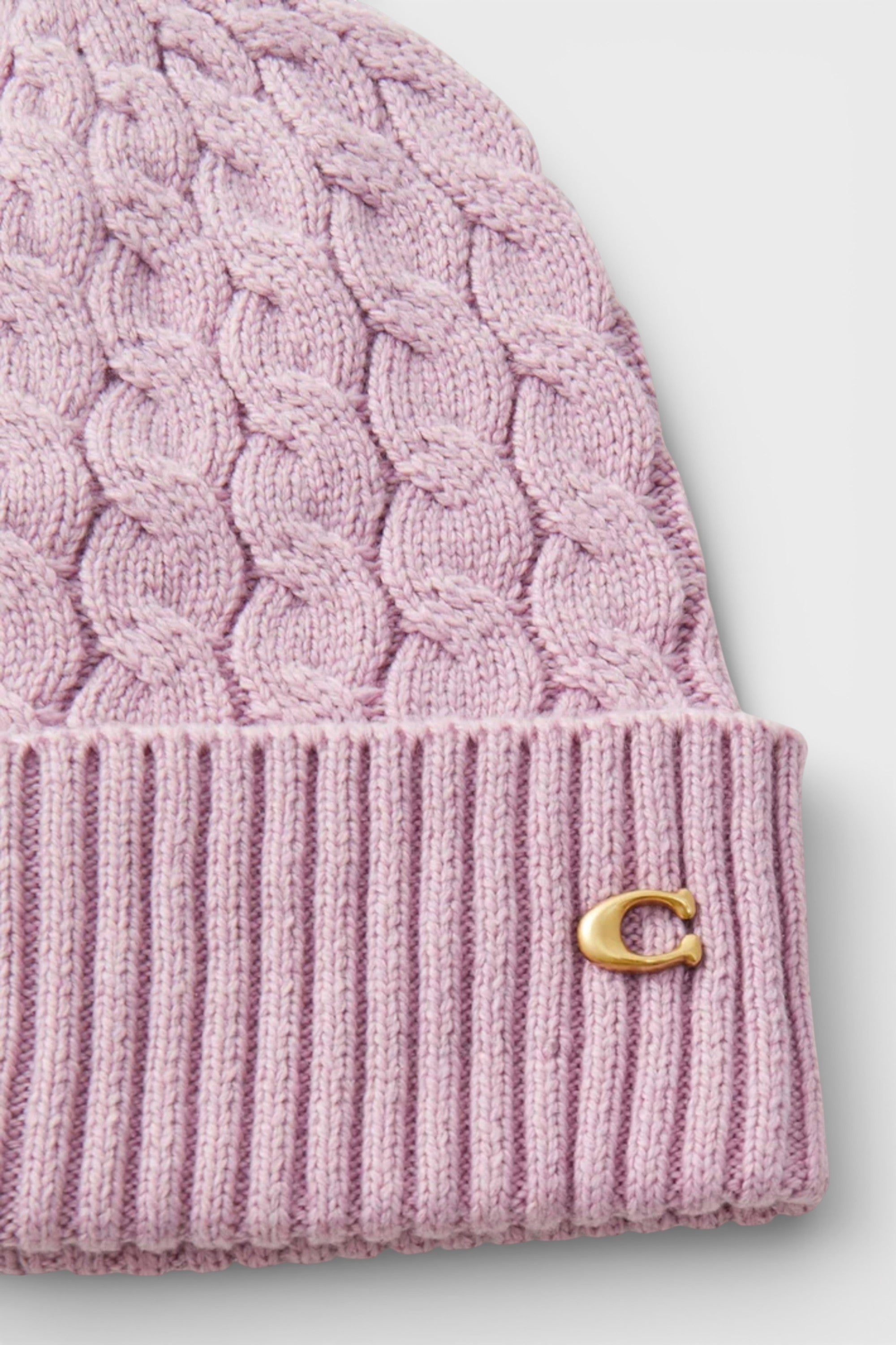 Coach Cable Beanie & Gloves Gift Set Faded Pink