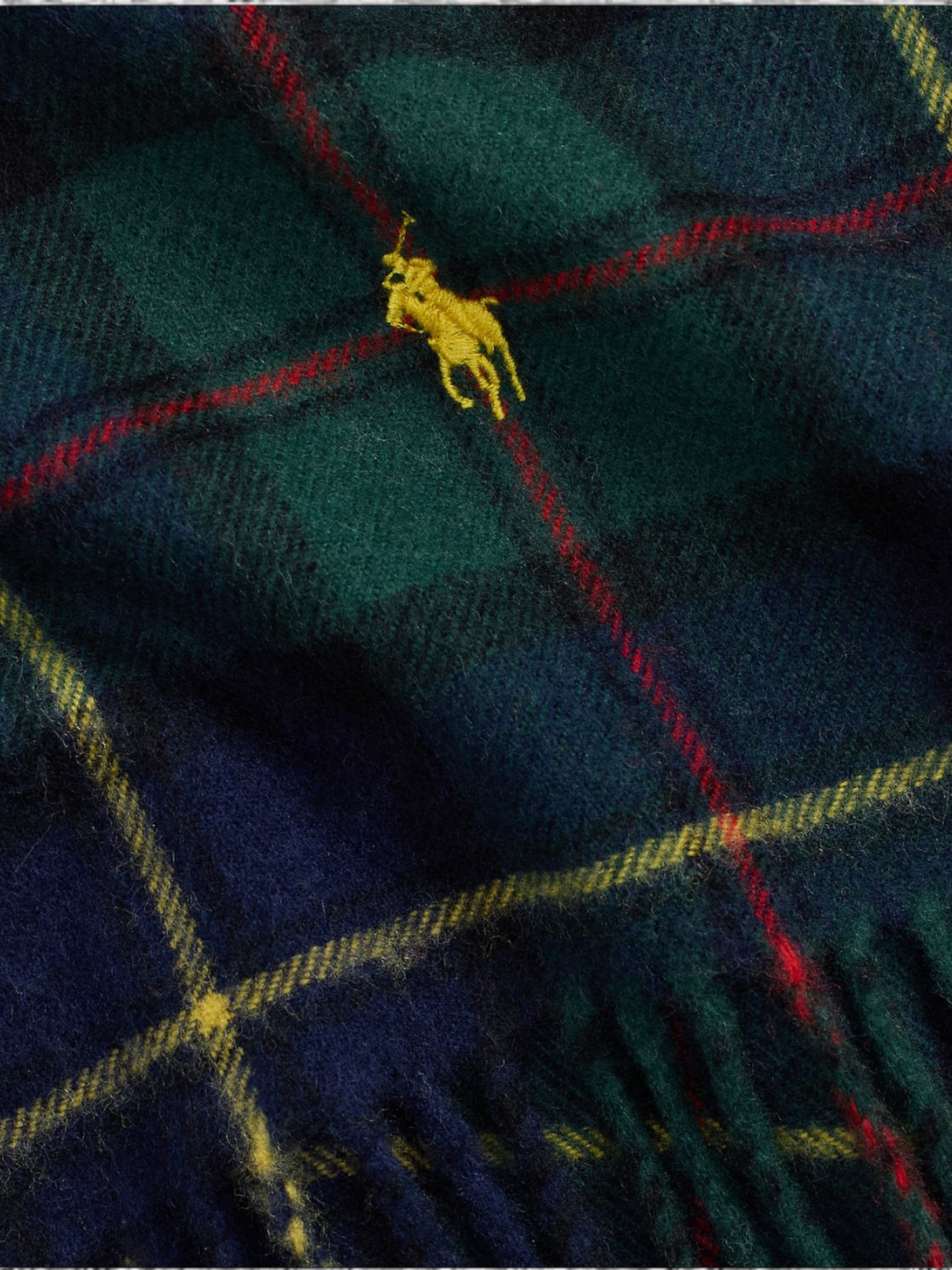Polo Ralph Lauren Lambs Wool Green & Cashmere Tartan Scarf